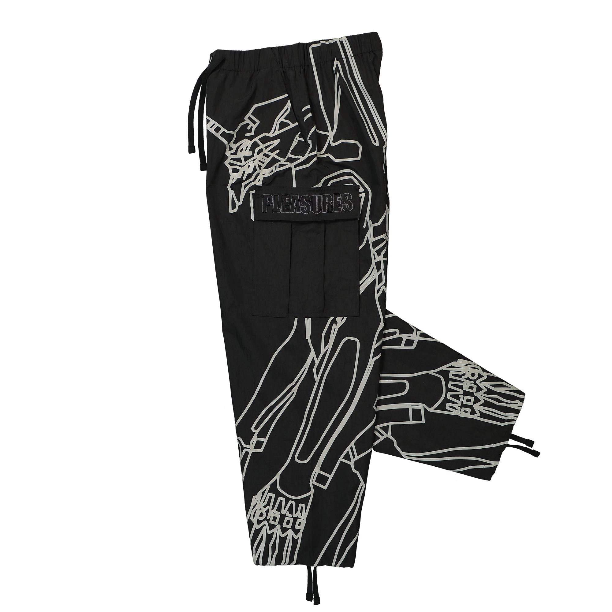 Pleasures EVA-1 Cargo Pants Black Cargo Pants Close-up | Overkill