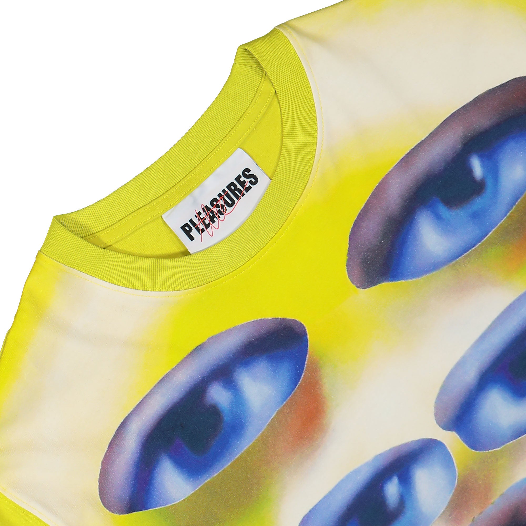 Pleasures Human Eyes Heavyweight Shirt Yellow T-Shirts Close-up | Overkill