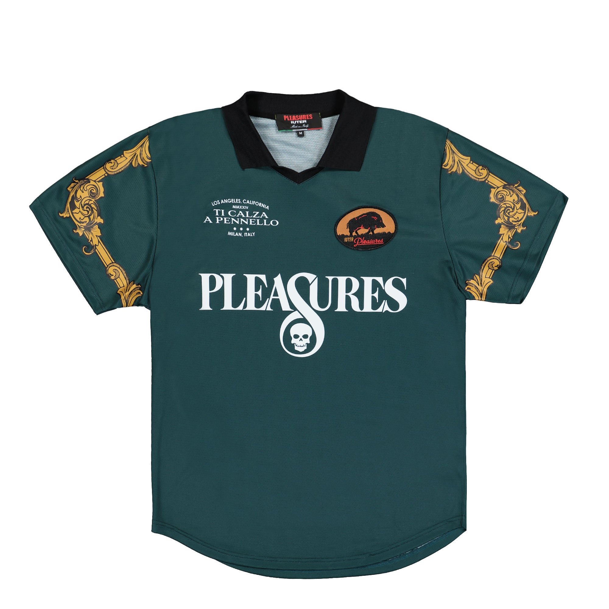 Pleasures Carlo Soccer Jersey Dark Green T-Shirts P24IU009-Green | Overkill