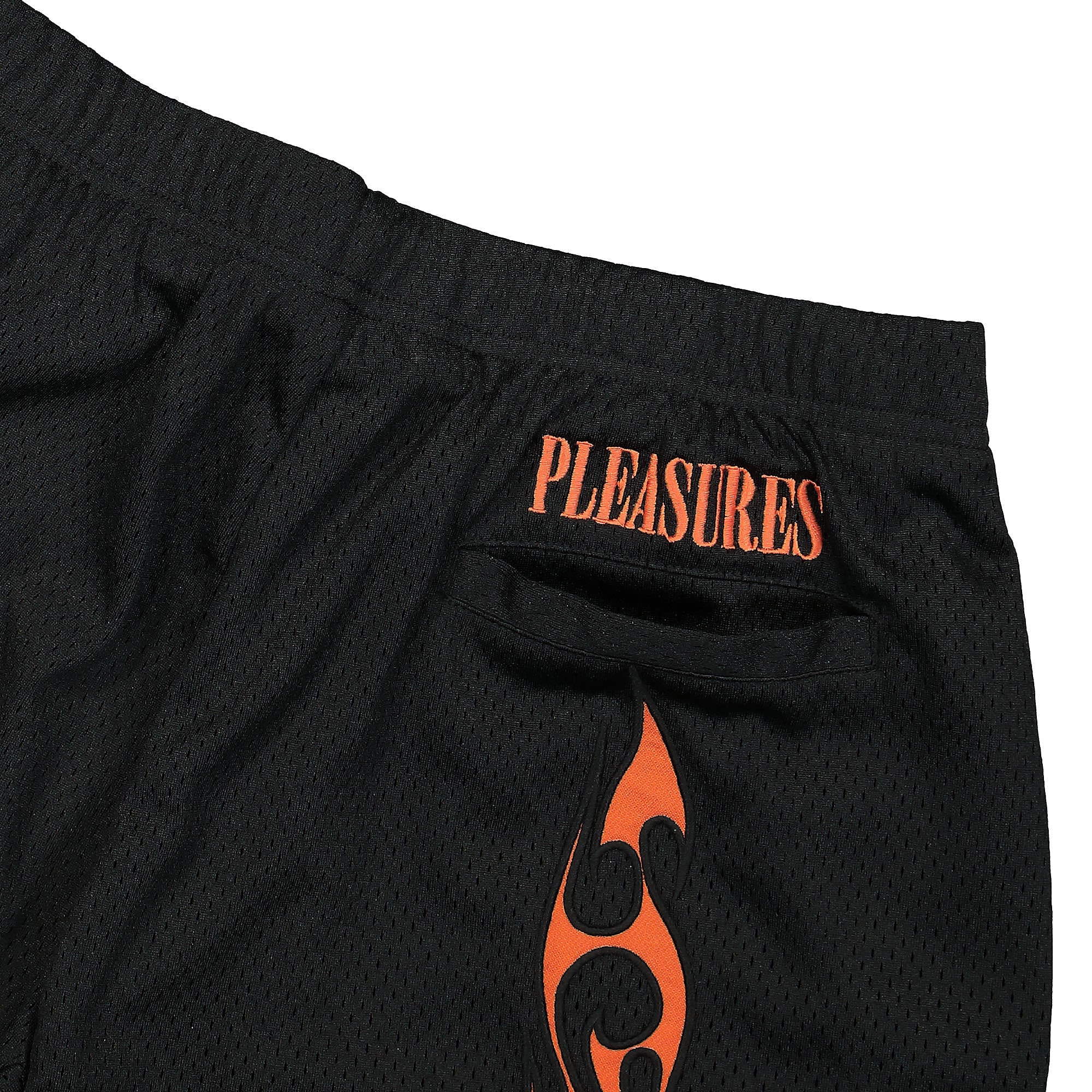 Pleasures Flame Mesh Shorts Black Shorts Detail view 1 | Overkill