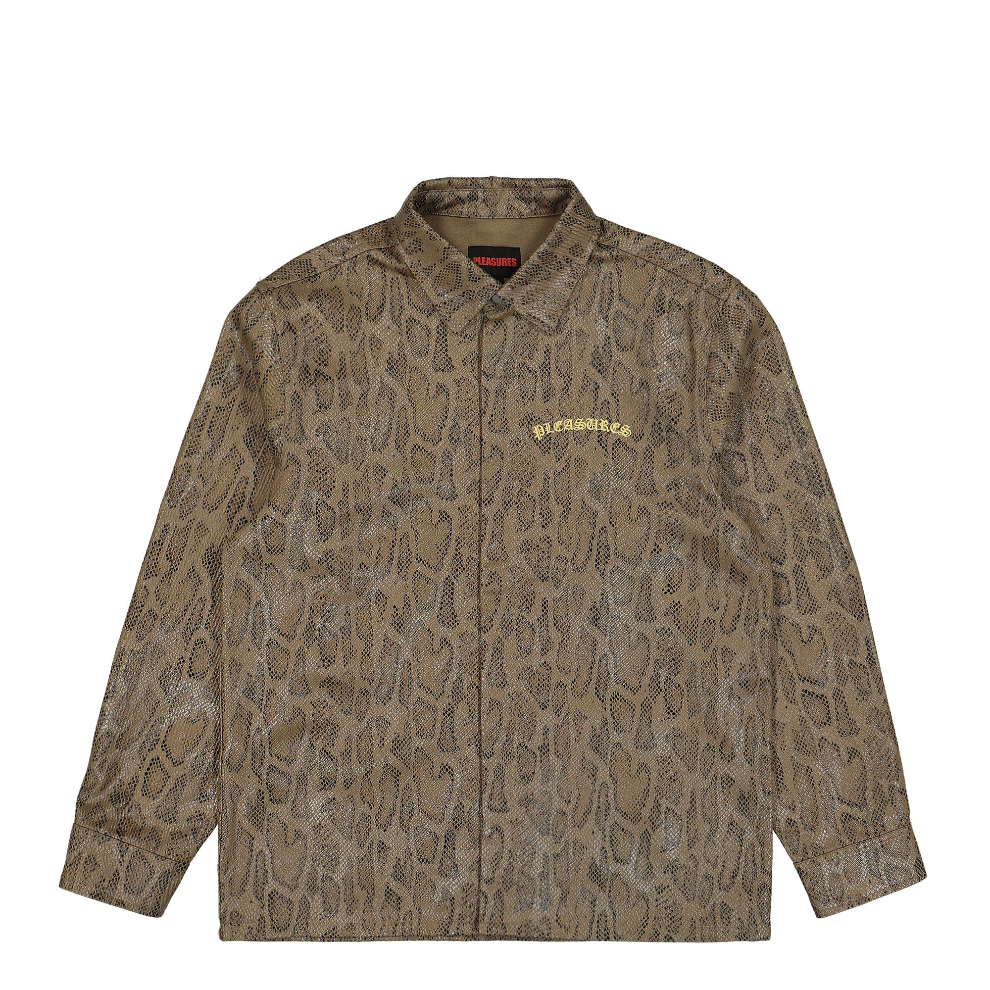 Pleasures Anaconda Overshirt Brown Shirts P25SP004-Brown | Overkill
