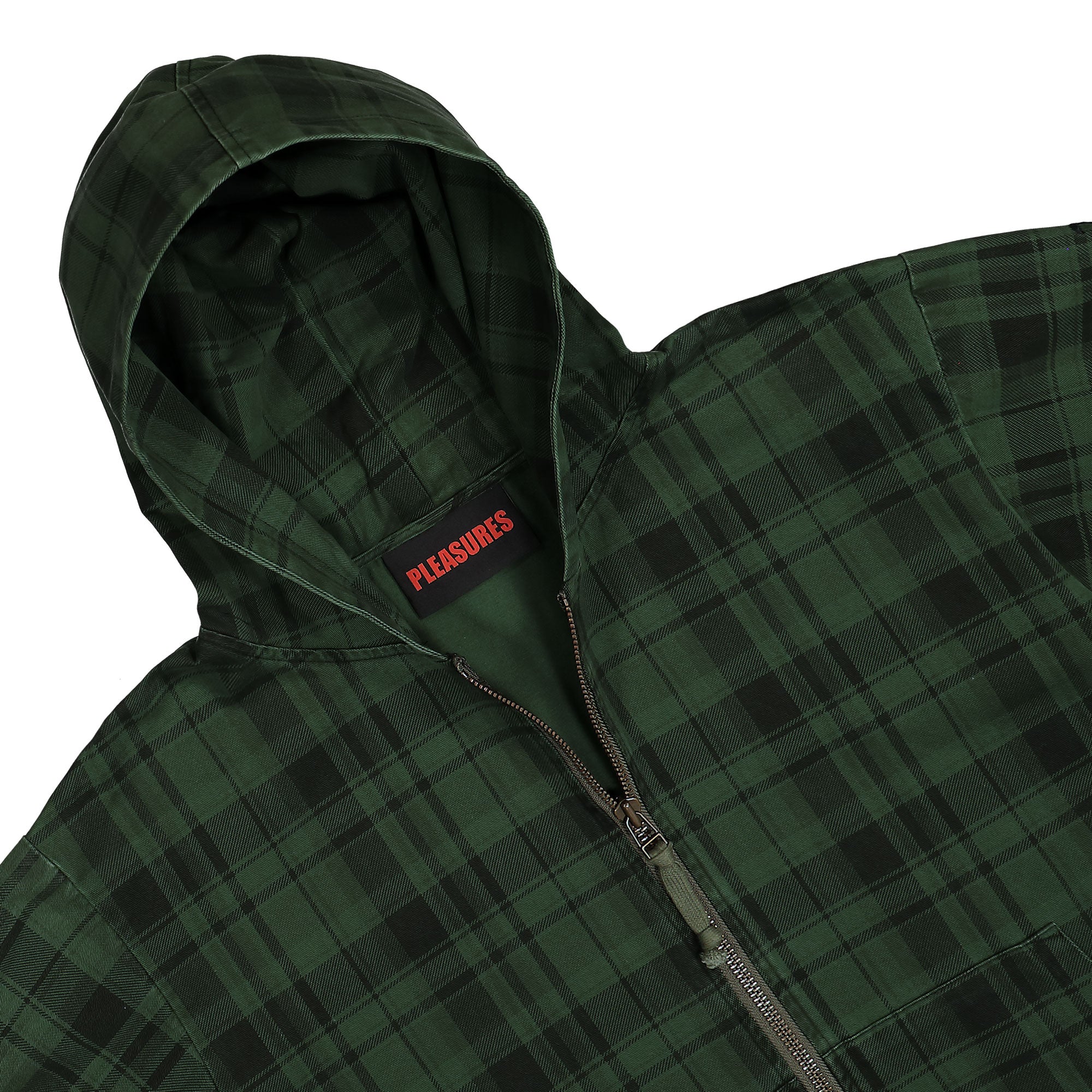 Pleasures Dedicate Plaid Zip Poncho Green Jackets Detail view 2 | Overkill