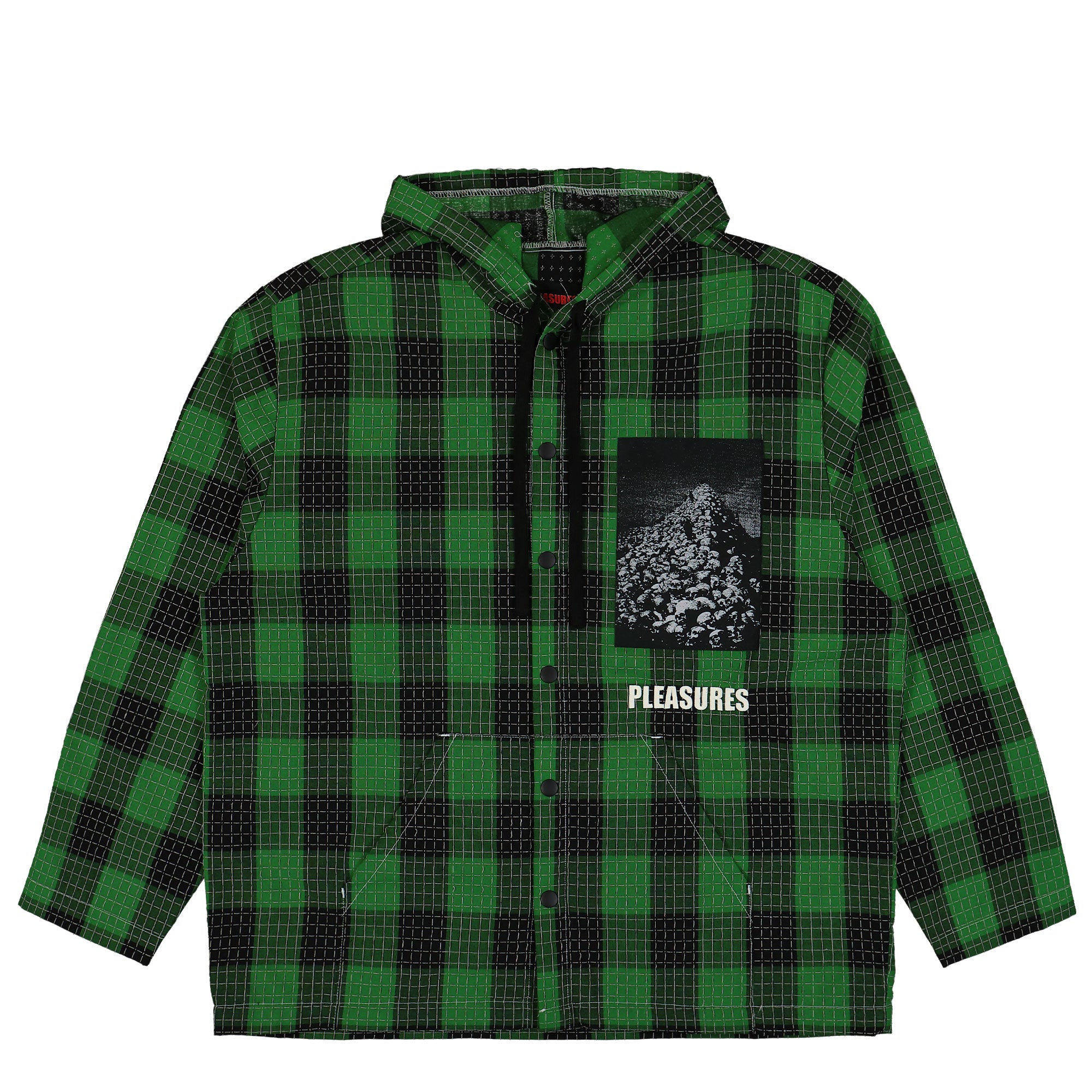 Pleasures Virtual Hooded Shirt Green Shirts P25SP018-Green | Overkill
