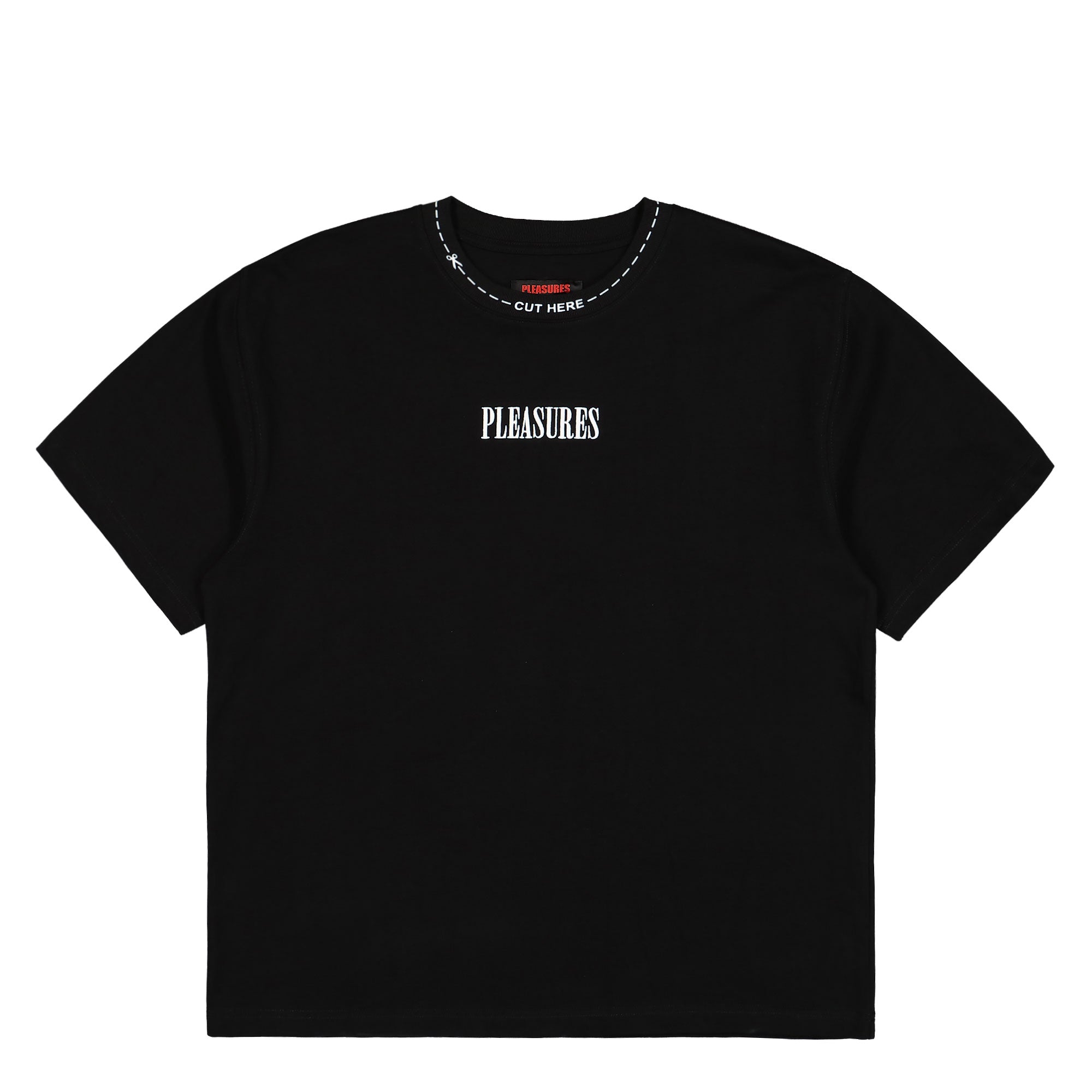 Pleasures Cut Here Heavyweight Shirt Black T-Shirts P25SP027-Black | Overkill