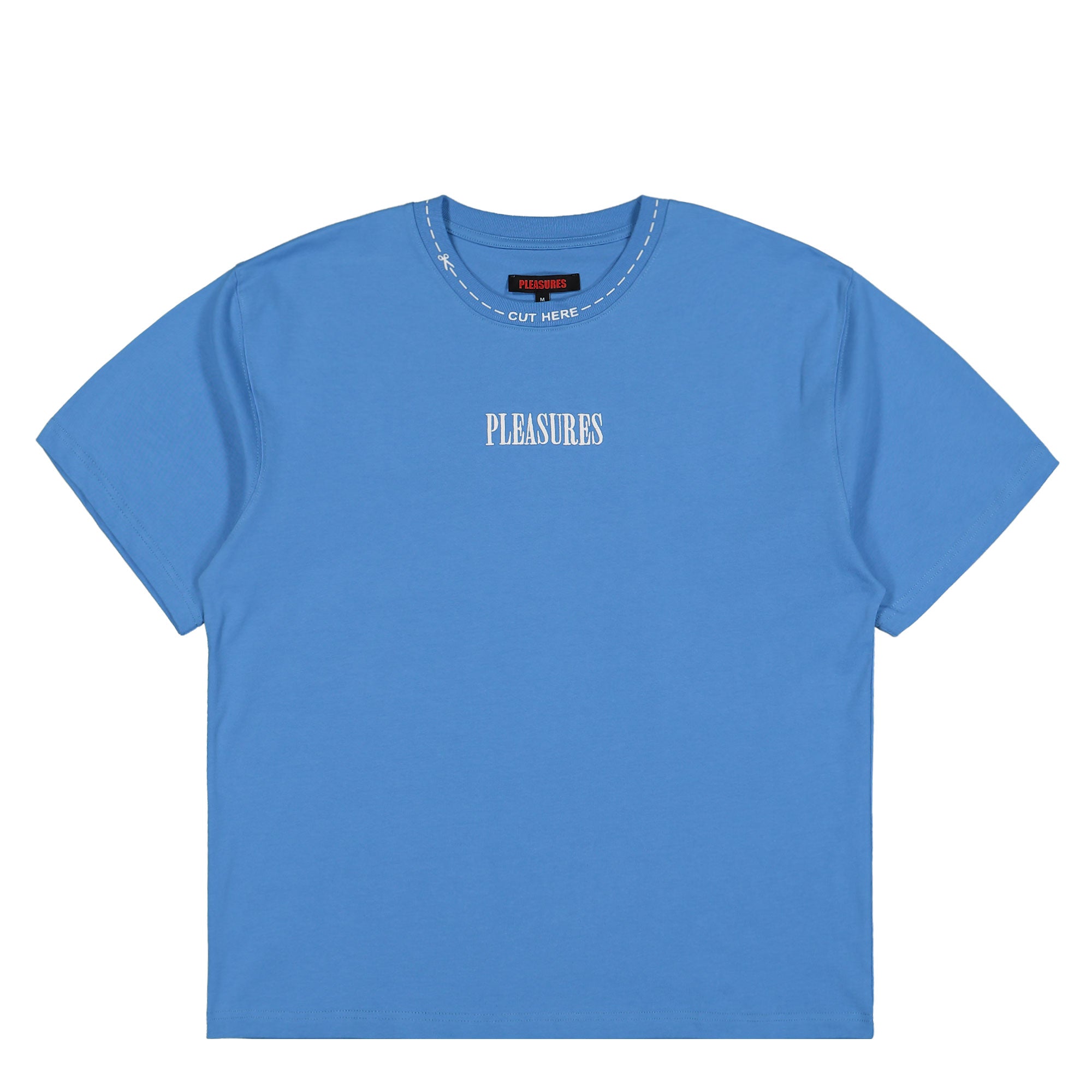 Pleasures Cut Here Heavyweight Shirt Blue T-Shirts P25SP027-Blue | Overkill