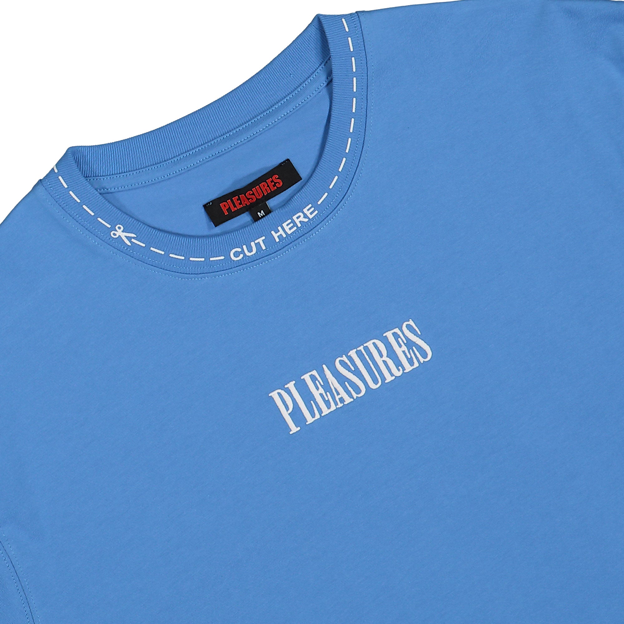 Pleasures Cut Here Heavyweight Shirt Blue T-Shirts Detail view 1 | Overkill