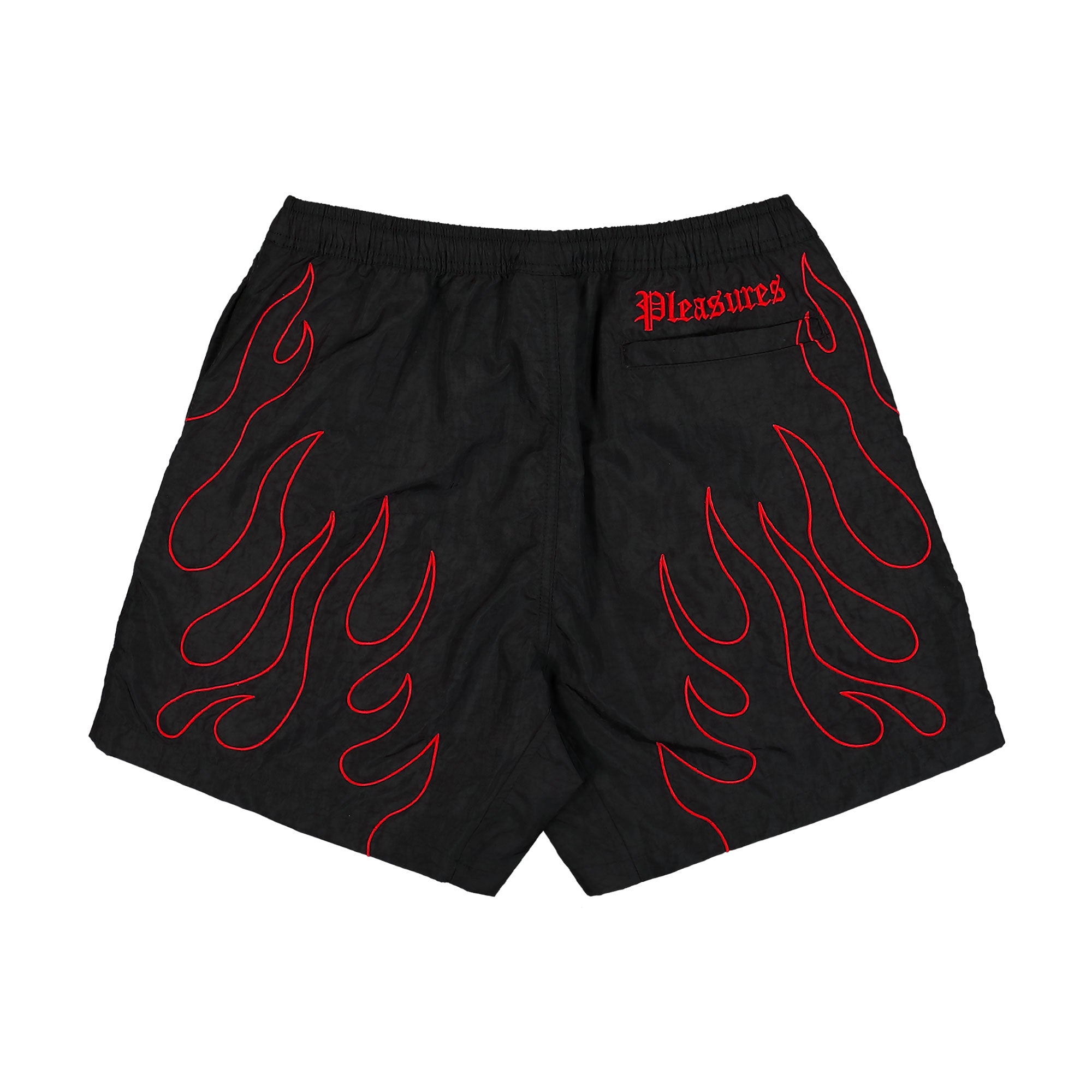 Pleasures Fiery Running Shorts Black Shorts Material | Overkill