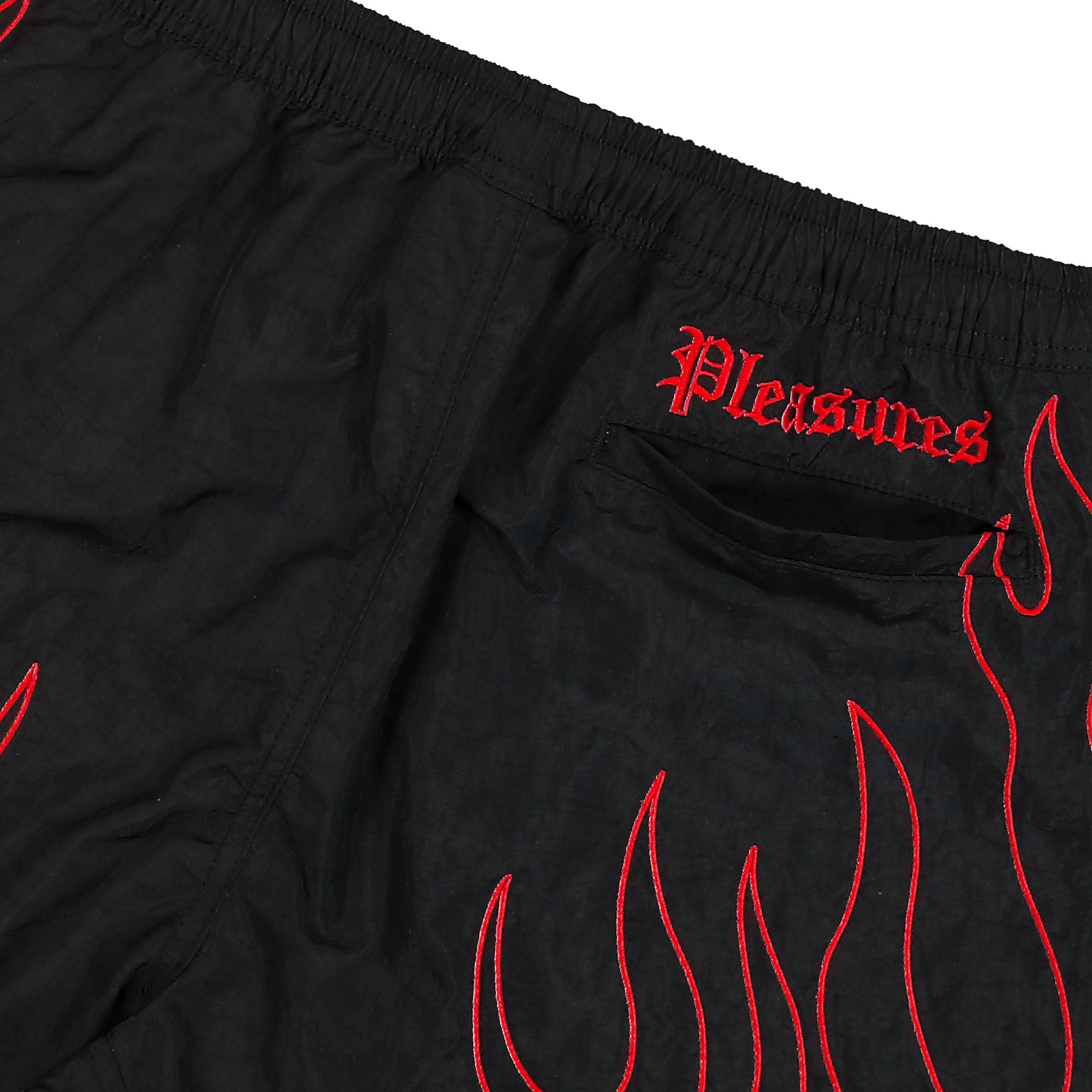 Pleasures Fiery Running Shorts Black Shorts Detail view 4 | Overkill