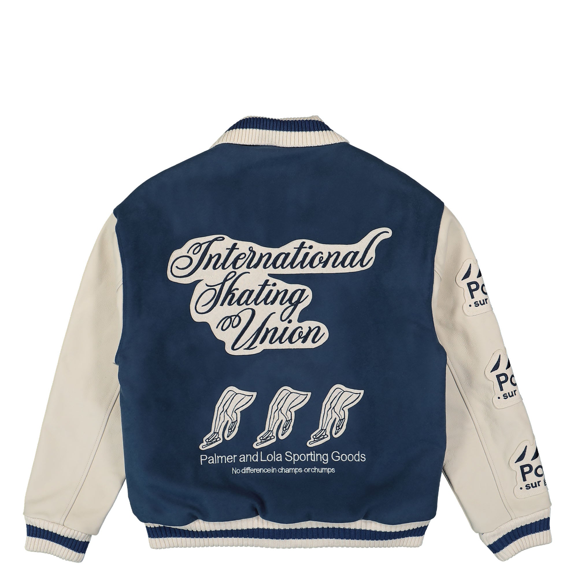 PAL Sporting Goods International Skating Union Varsity Washed Blue / Marshmellow Bomber & Varsity Jackets Close-up | Overkill