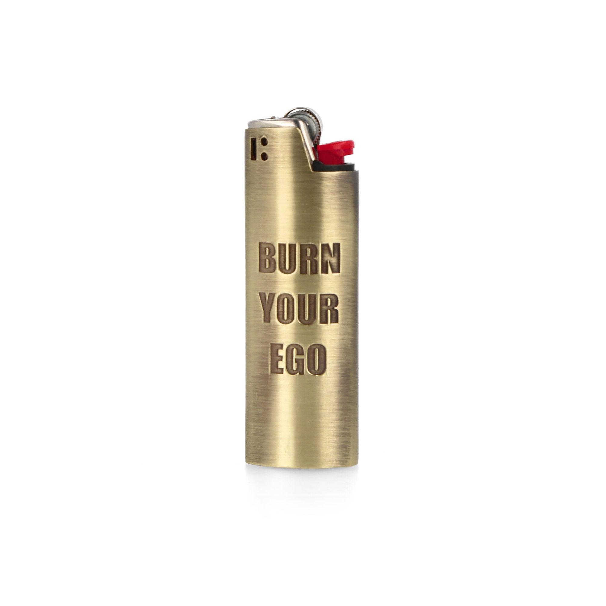 Pleasures Ego Lighter Case Gold Lighter Close-up | Overkill