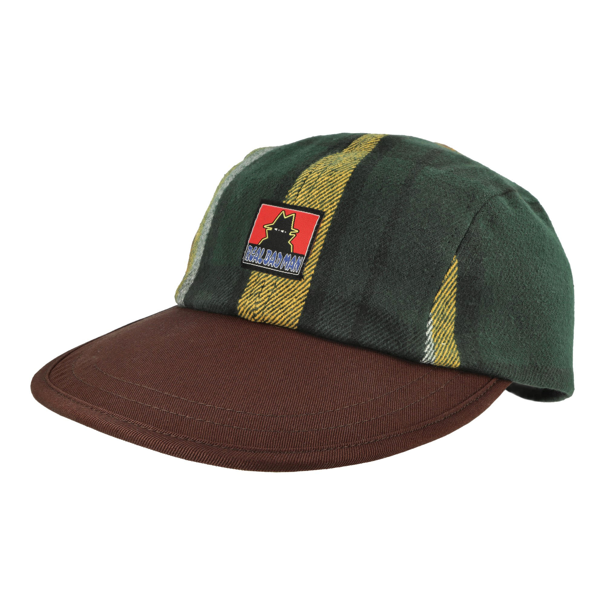 Real Bad Man Work Flannel 4 Panel Cap Green / Brown Caps RBM12020 | Overkill