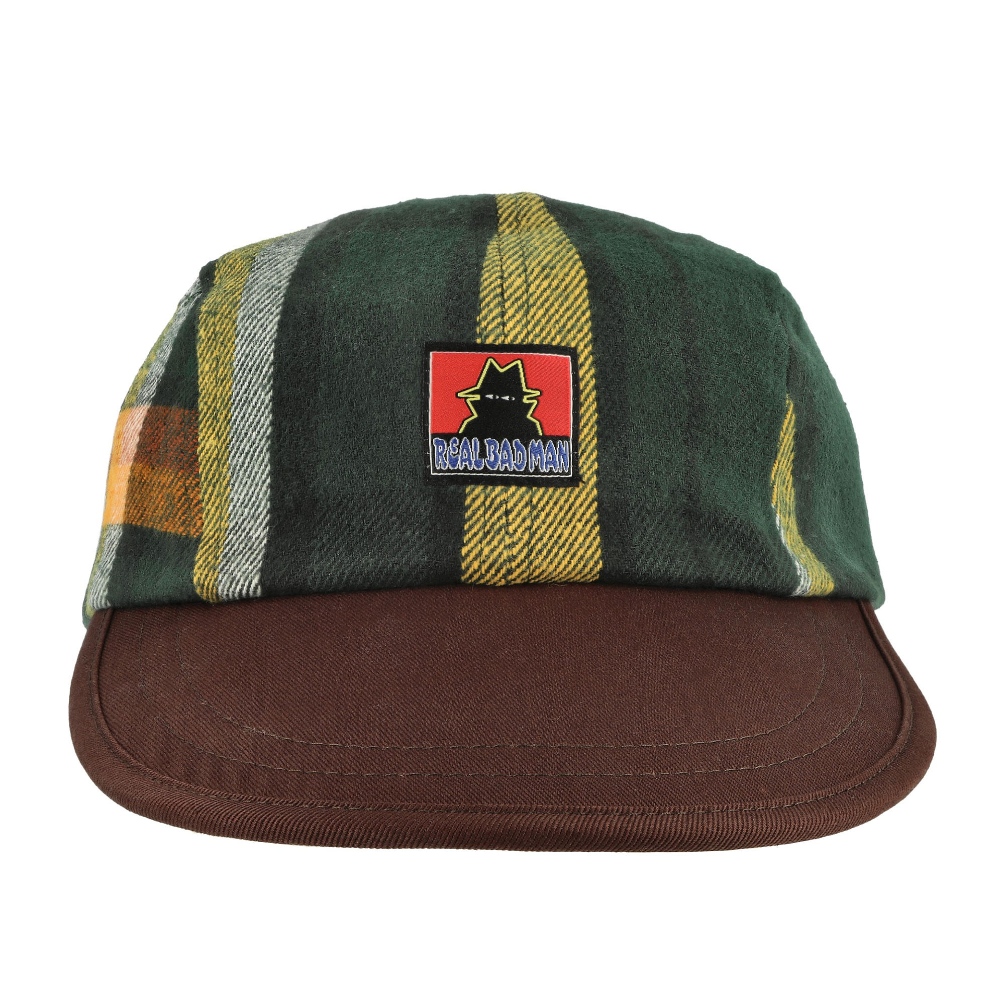 Real Bad Man Work Flannel 4 Panel Cap Green / Brown Caps Detailfoto | Overkill