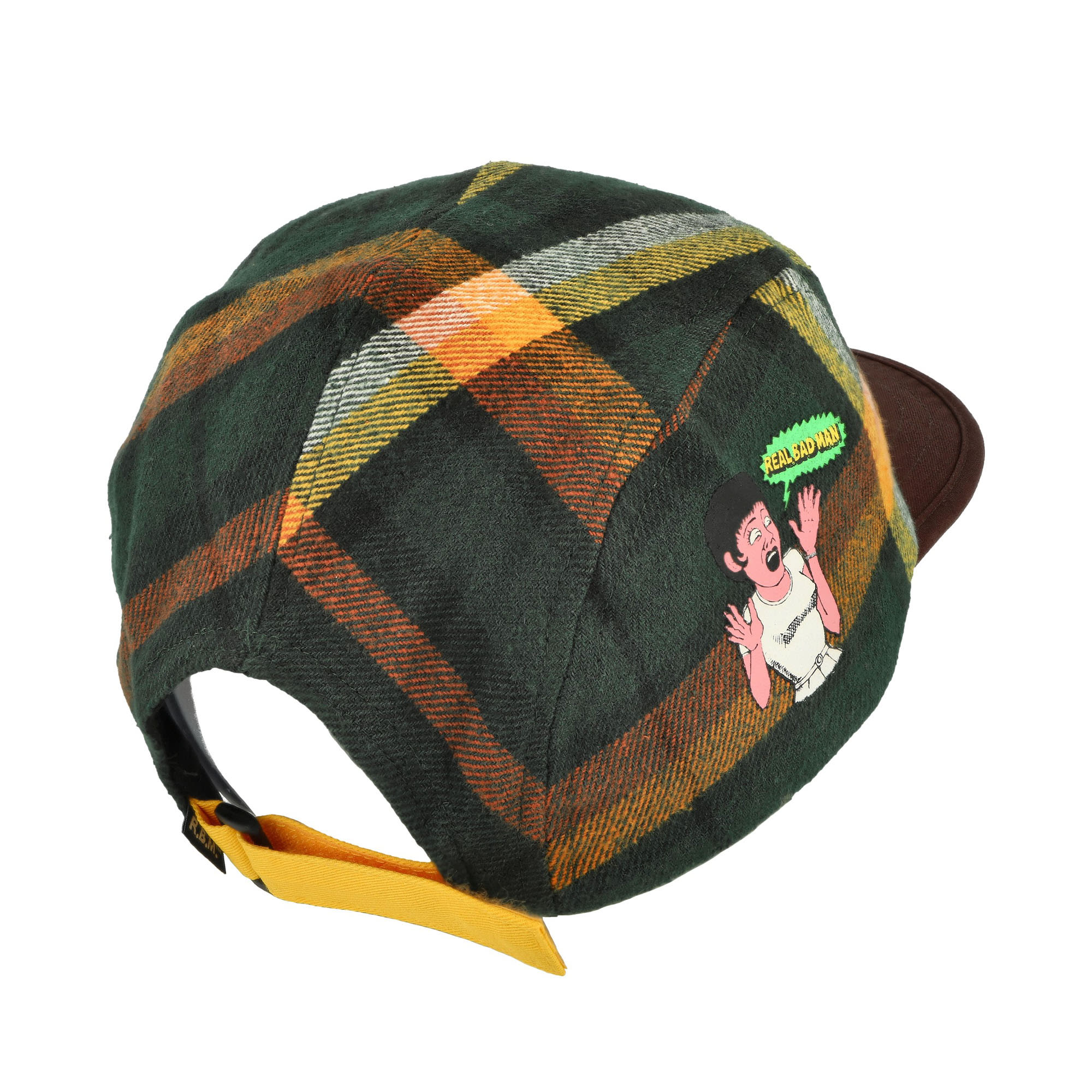 Real Bad Man Work Flannel 4 Panel Cap Green / Brown Caps Detail view 1 | Overkill