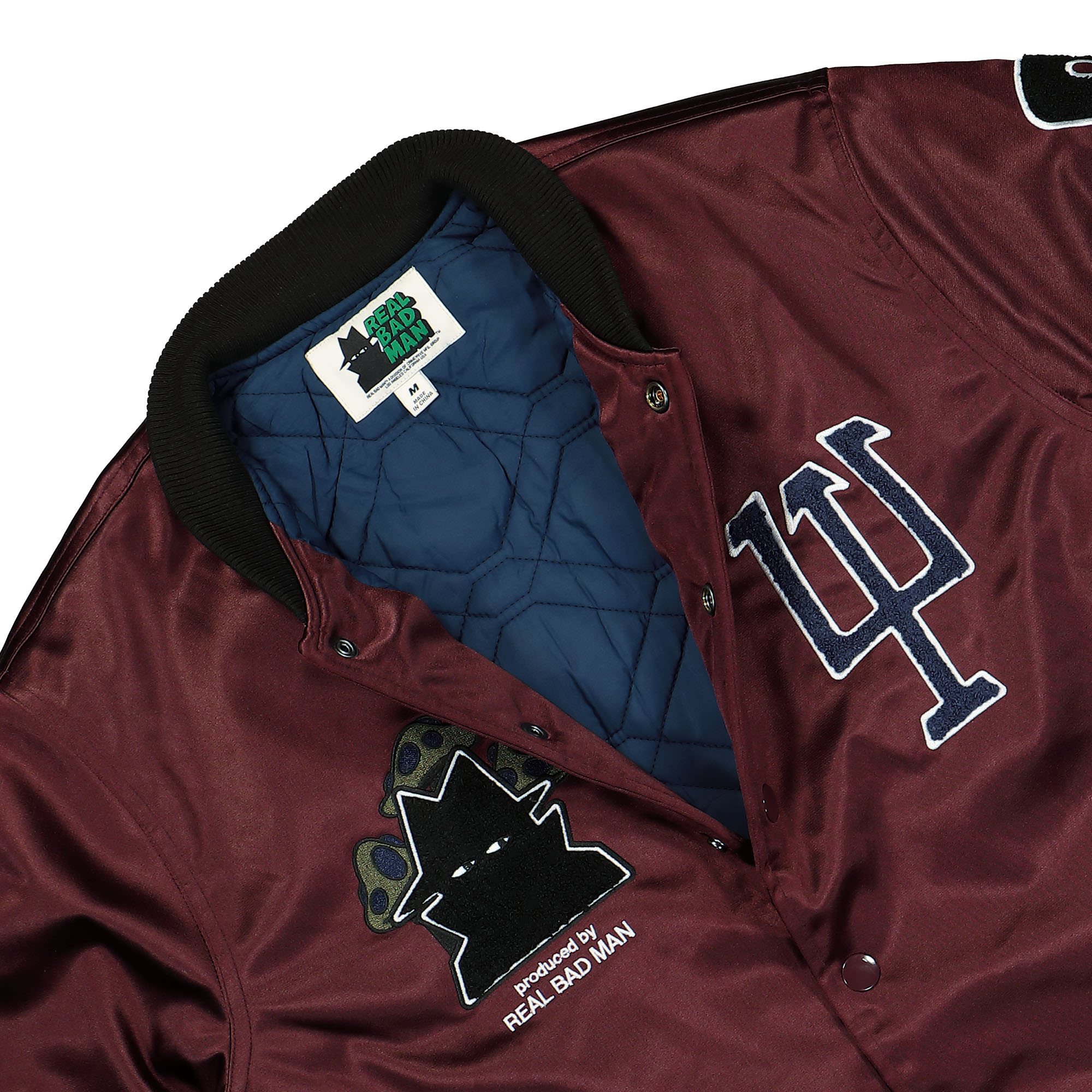 Real Bad Man RBM Team Jacket Deep Burgundy Bomber & Varsity Jackets Material | Overkill