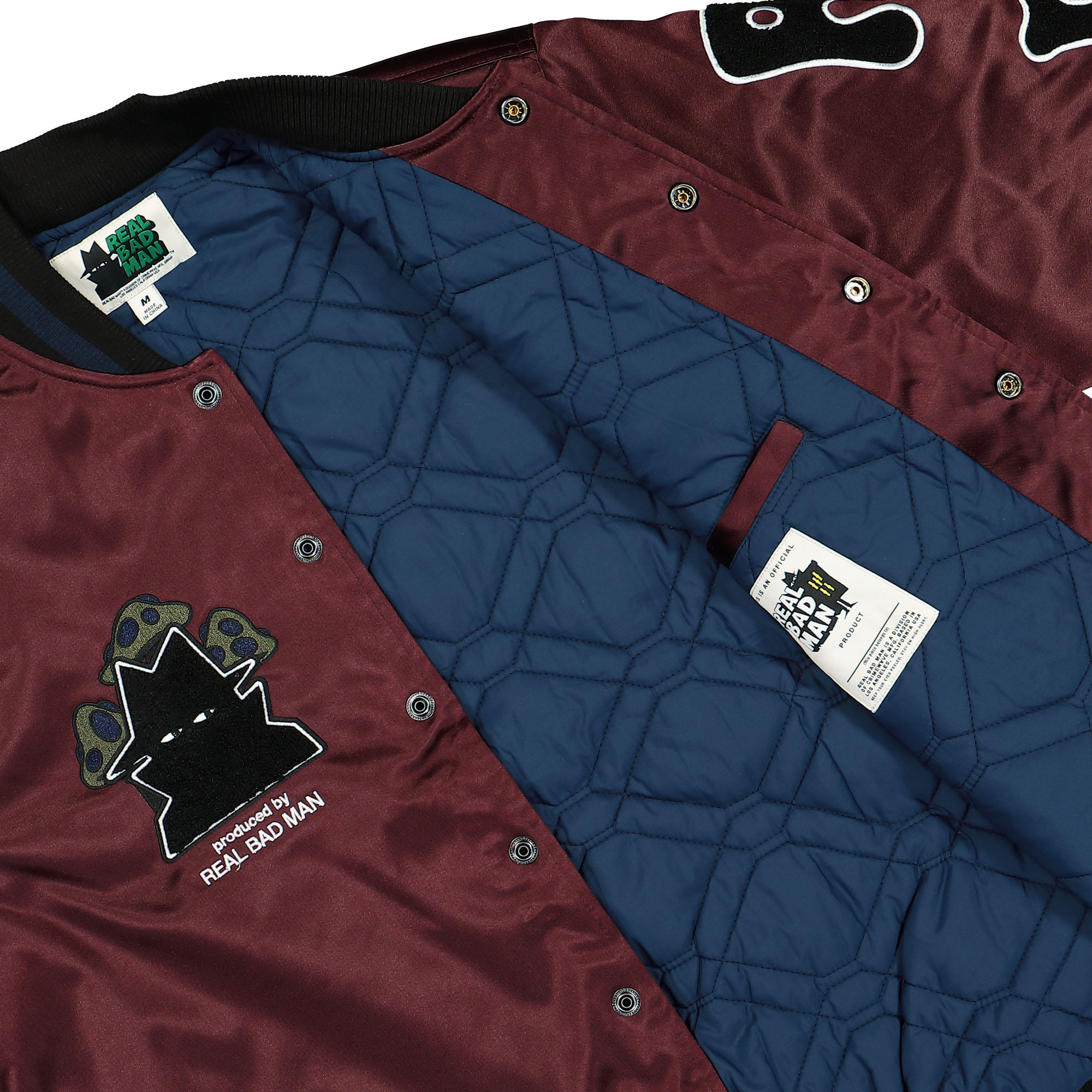 Real Bad Man RBM Team Jacket Deep Burgundy Bomber & Varsity Jackets Detail view 1 | Overkill