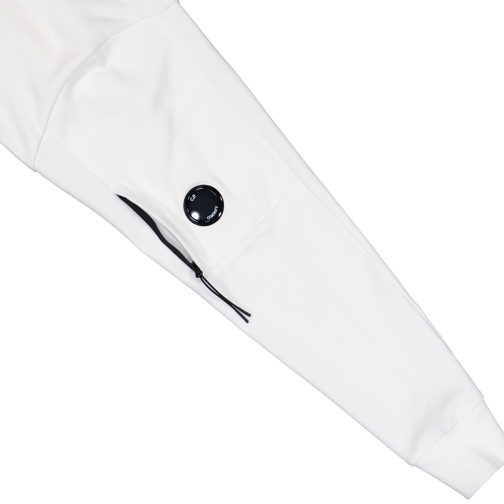 C.P. Company Diagonal Raised Fleece Lens Crewneck Gauze White Sweatshirt RCCMSS713A-005086W 103 Detail View 1 | Overkill