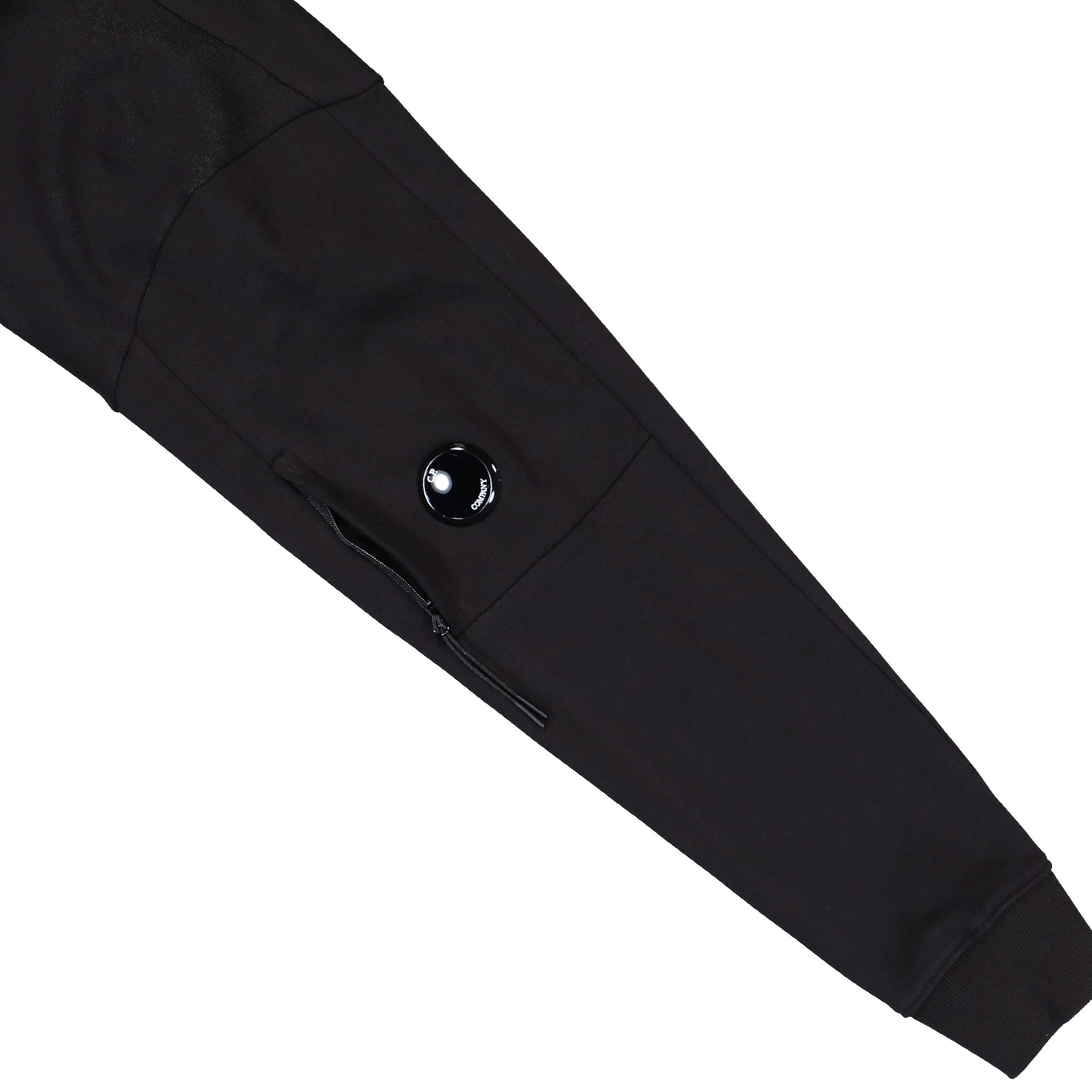 C.P. Company Diagonal Raised Fleece Lens Crewneck Black Sweatshirt RCCMSS713A-005086W 999 Detail View 1 | Overkill