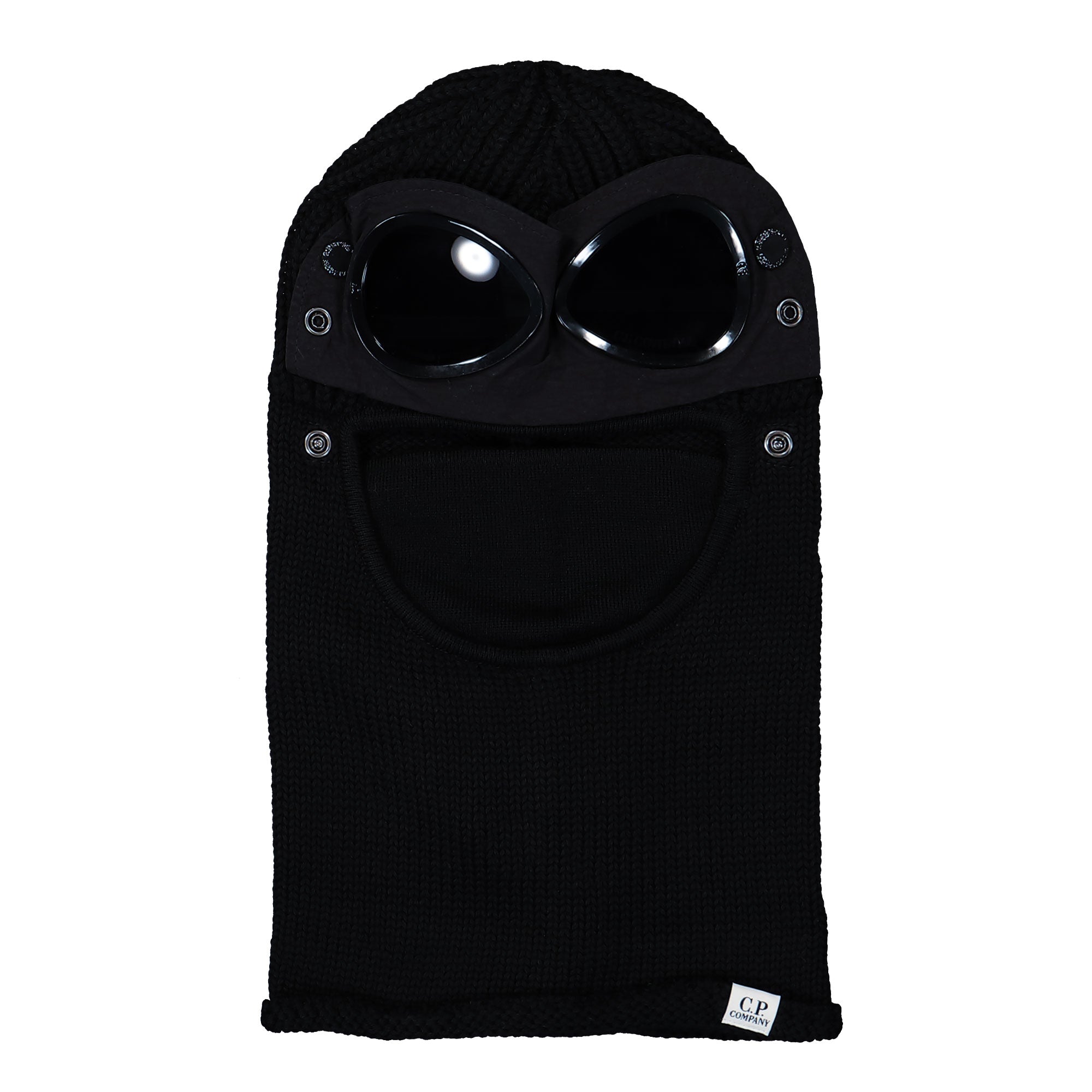 C.P. Company Extrafine Merino Wool Goggle Ski Mask Black Balaclava RFCMAC740A-005509A 999 | Overkill