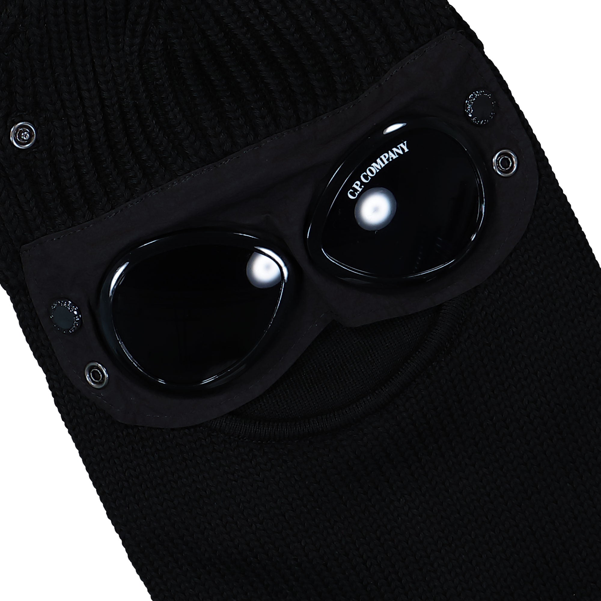 C.P. Company Extrafine Merino Wool Goggle Ski Mask Black Balaclava RFCMAC740A-005509A 999 Detailfoto | Overkill