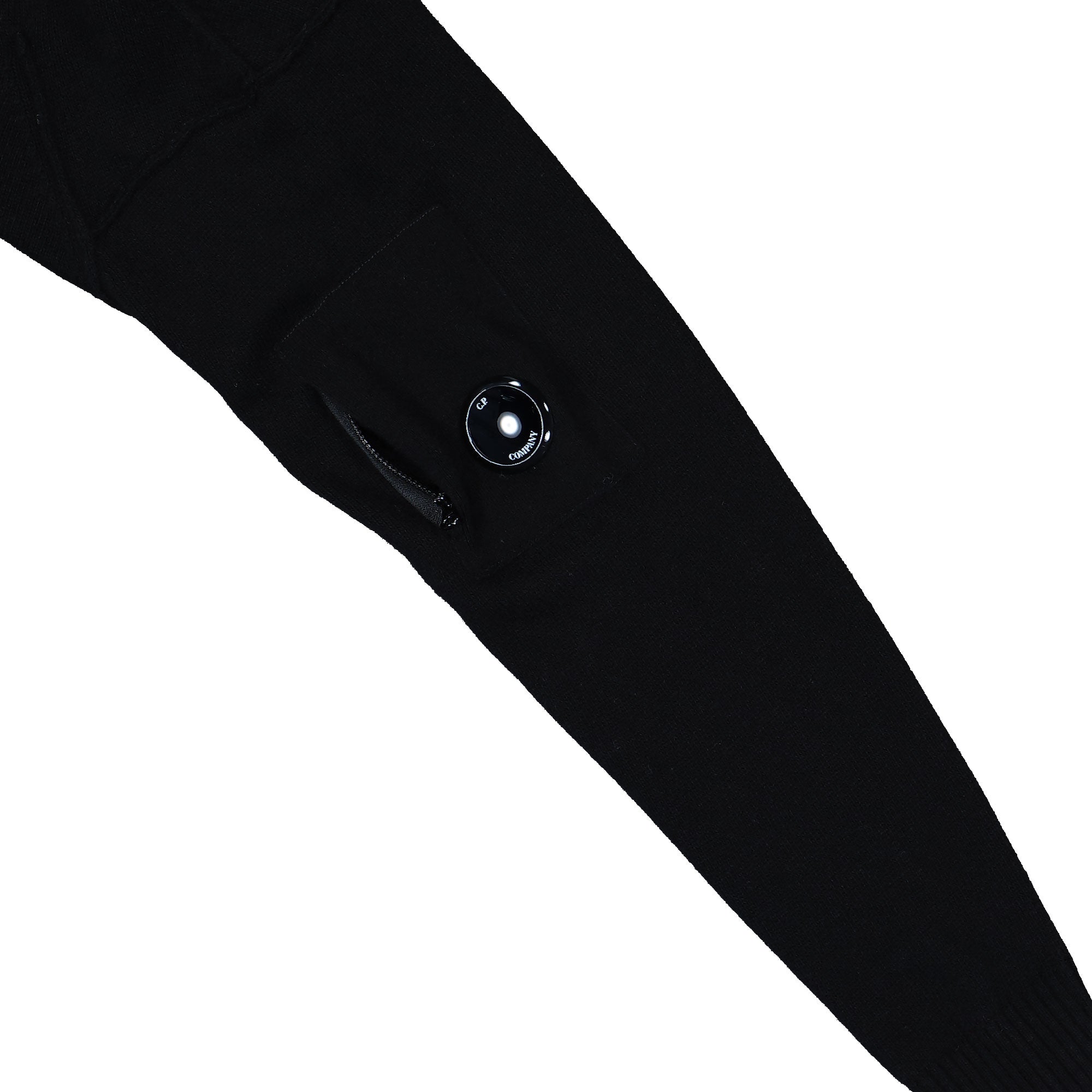 C.P. Company Lambswool GRS Crewneck Lens Sweater Black Sweatshirt RFCMKN707A-110149A 999 Detail View 1 | Overkill