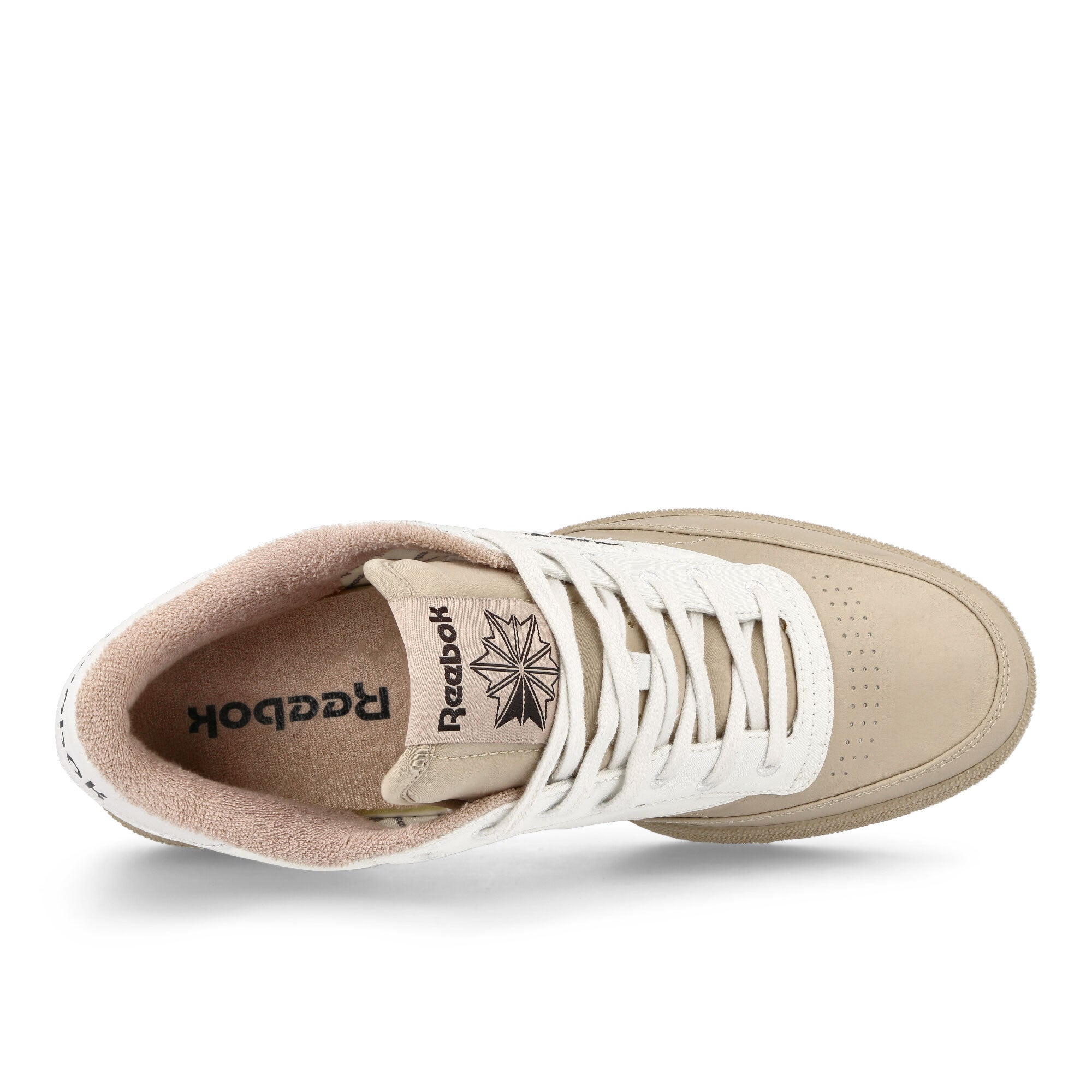 Reebok Club C Beige Pale Low Top Sneakers Close Up | Overkill
