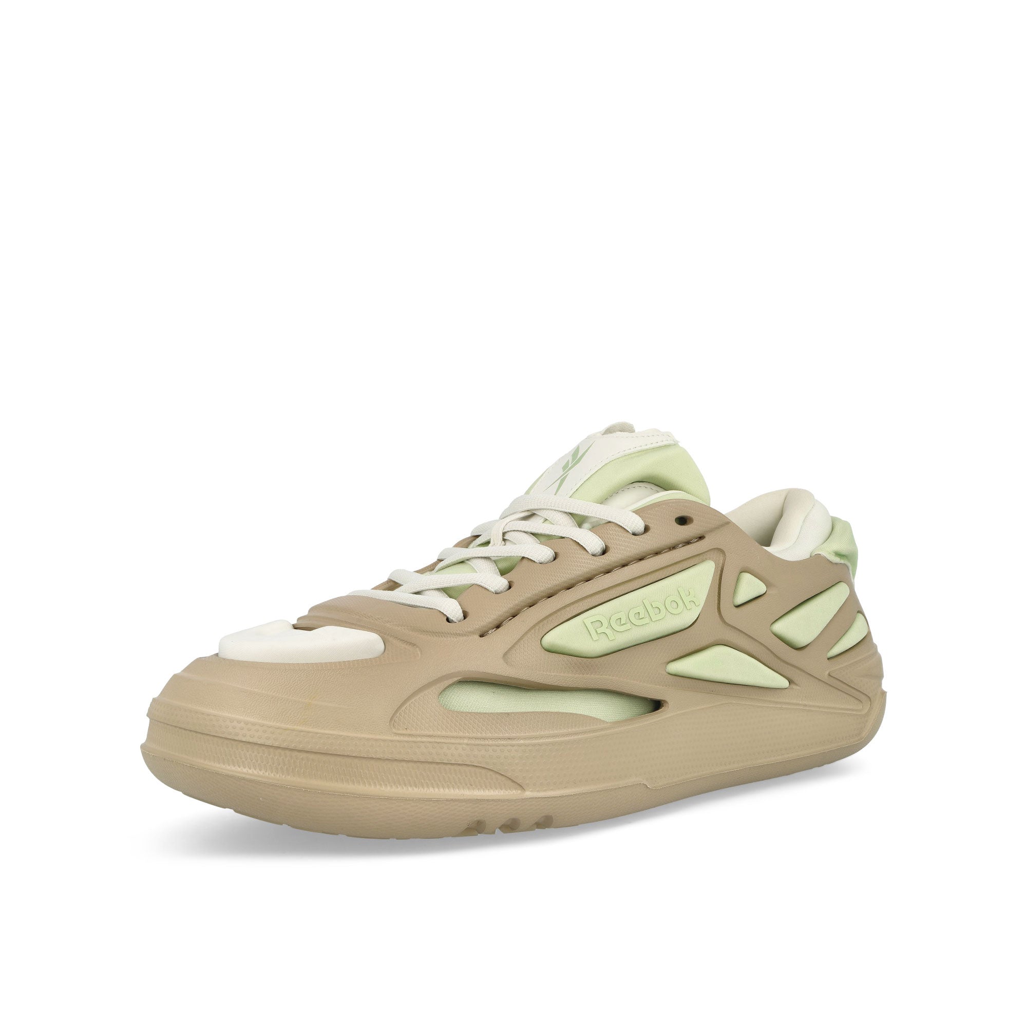 Reebok Future Club C Beige Light Green Low Top Sneakers Close Up | Overkill