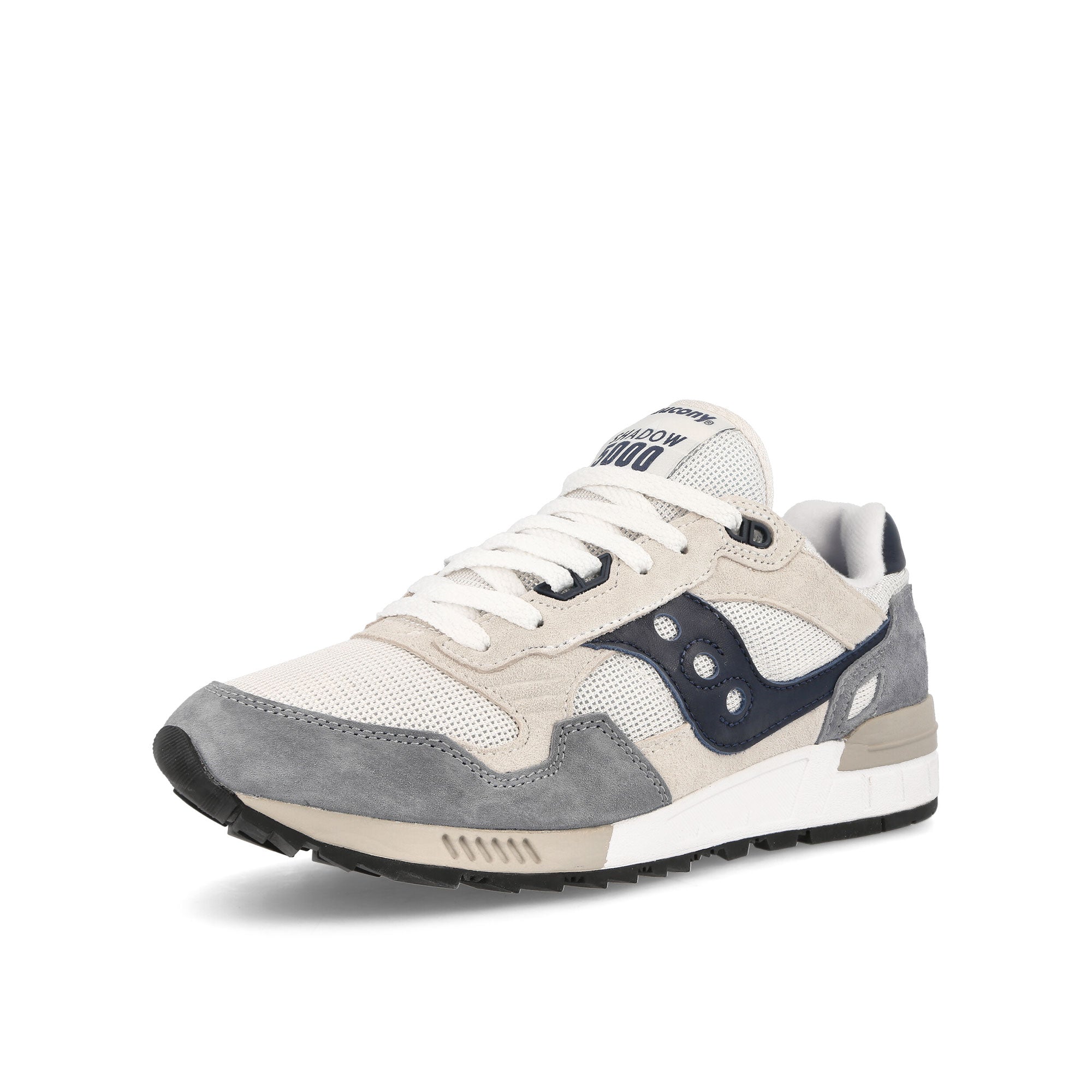 Saucony Shadow 5000 Light Grey / Navy Low Top Sneakers Close Up | Overkill