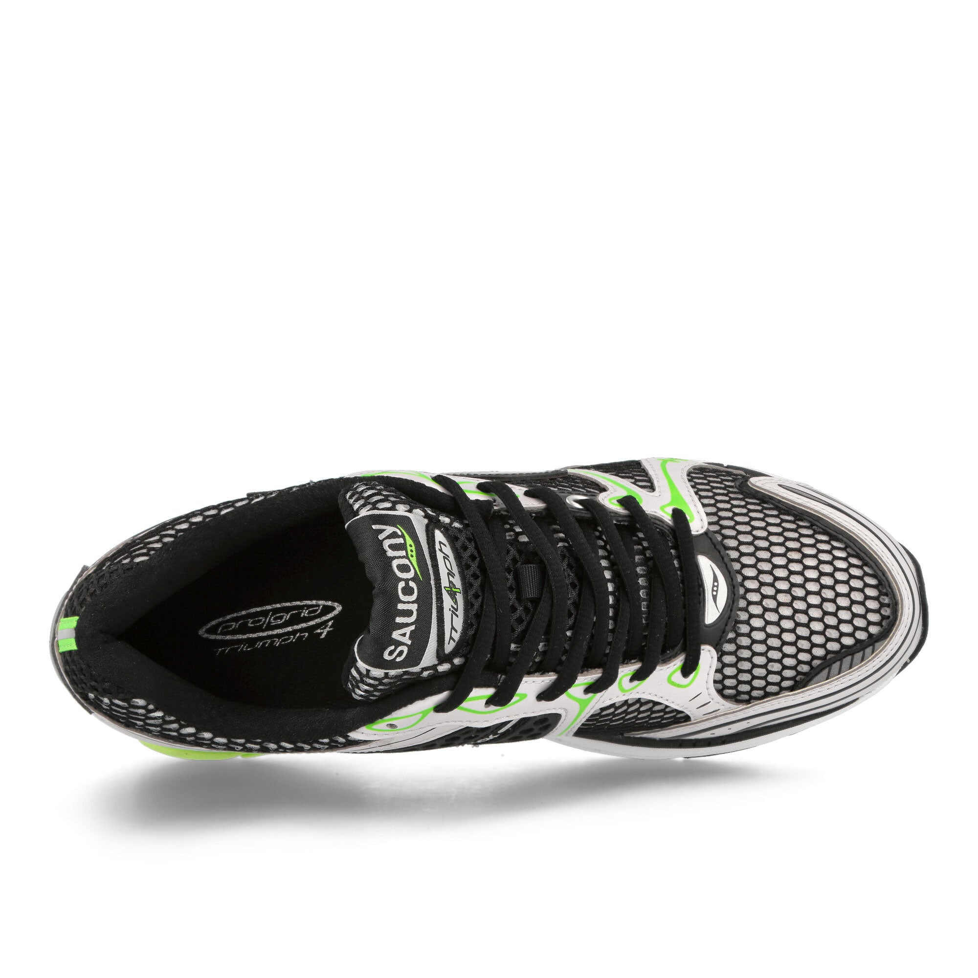 Saucony Progrid Triumph 4 Black-Silver-Speed Green Low Top Sneakers Detailfoto | Overkill