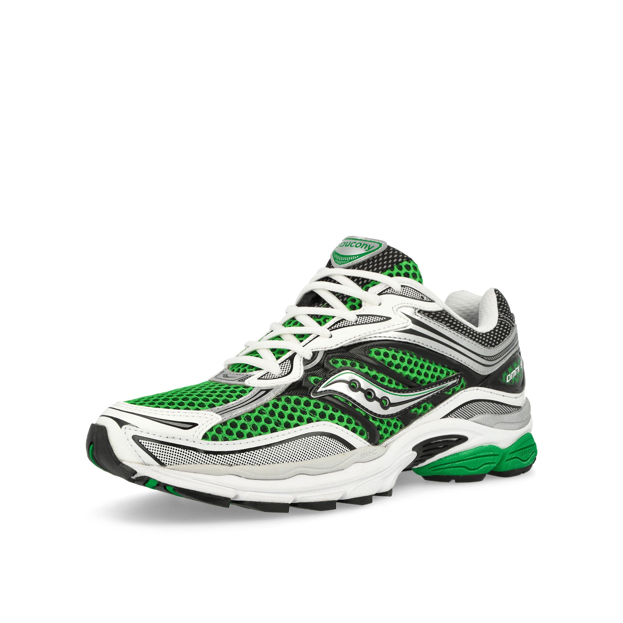 Saucony Progrid Omni 9 Green / Silver Low Top Sneakers Close Up | Overkill