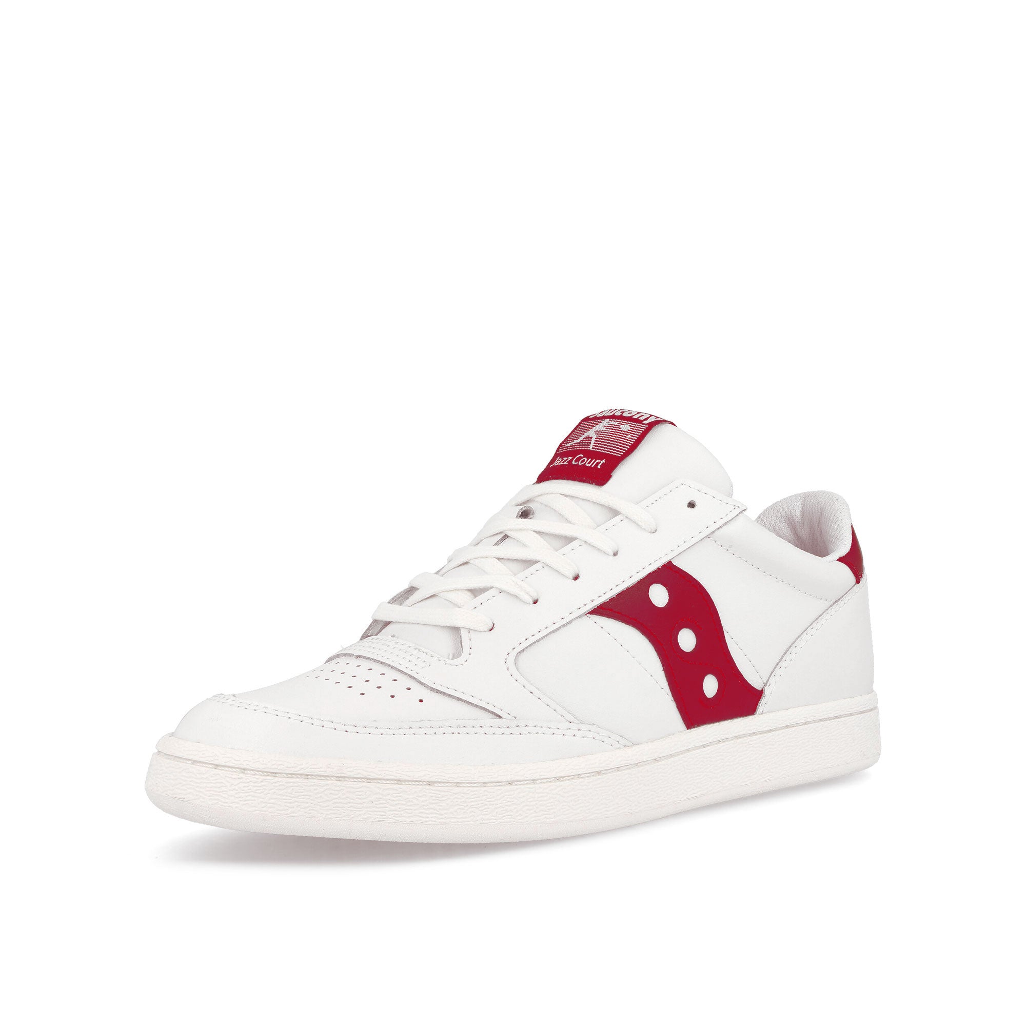 Saucony Jazz Court White-Red Low Top Sneakers Close Up | Overkill