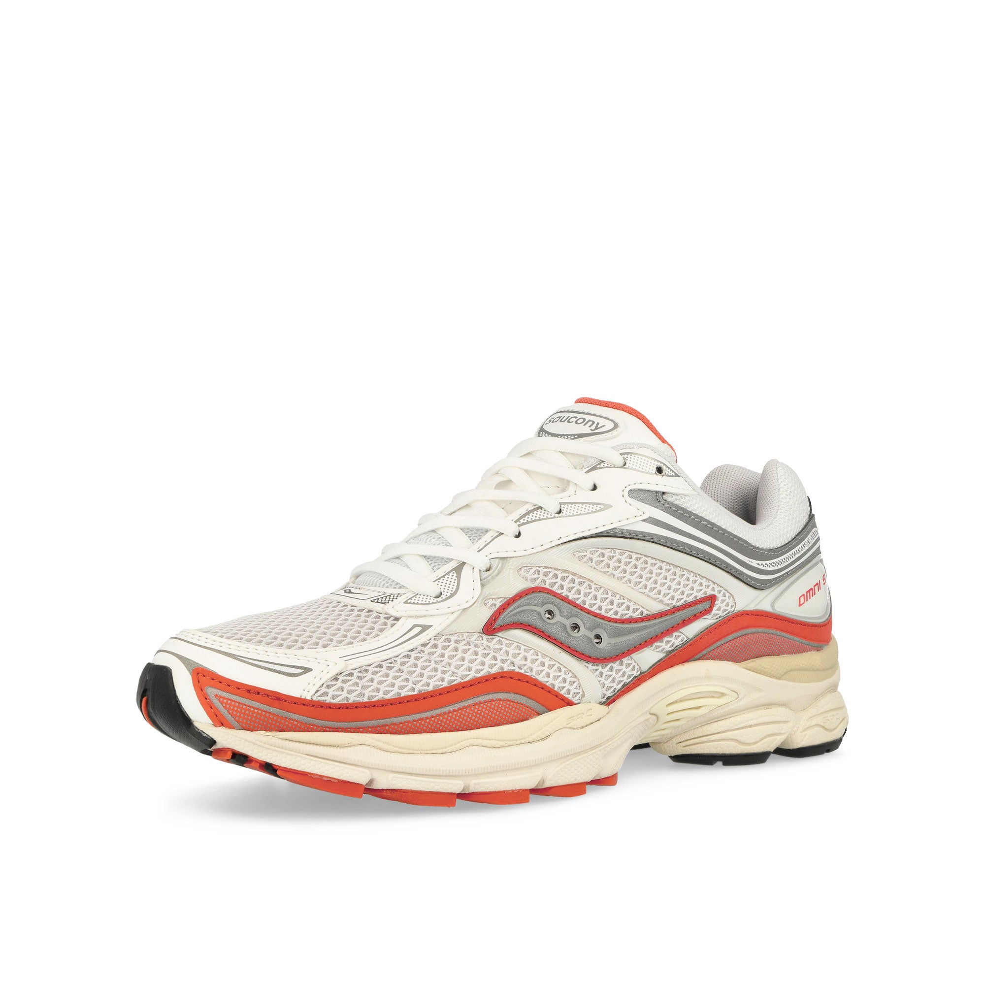 Saucony Progrid Omni 9 Ivory / Coral Low Top Sneakers Close Up | Overkill