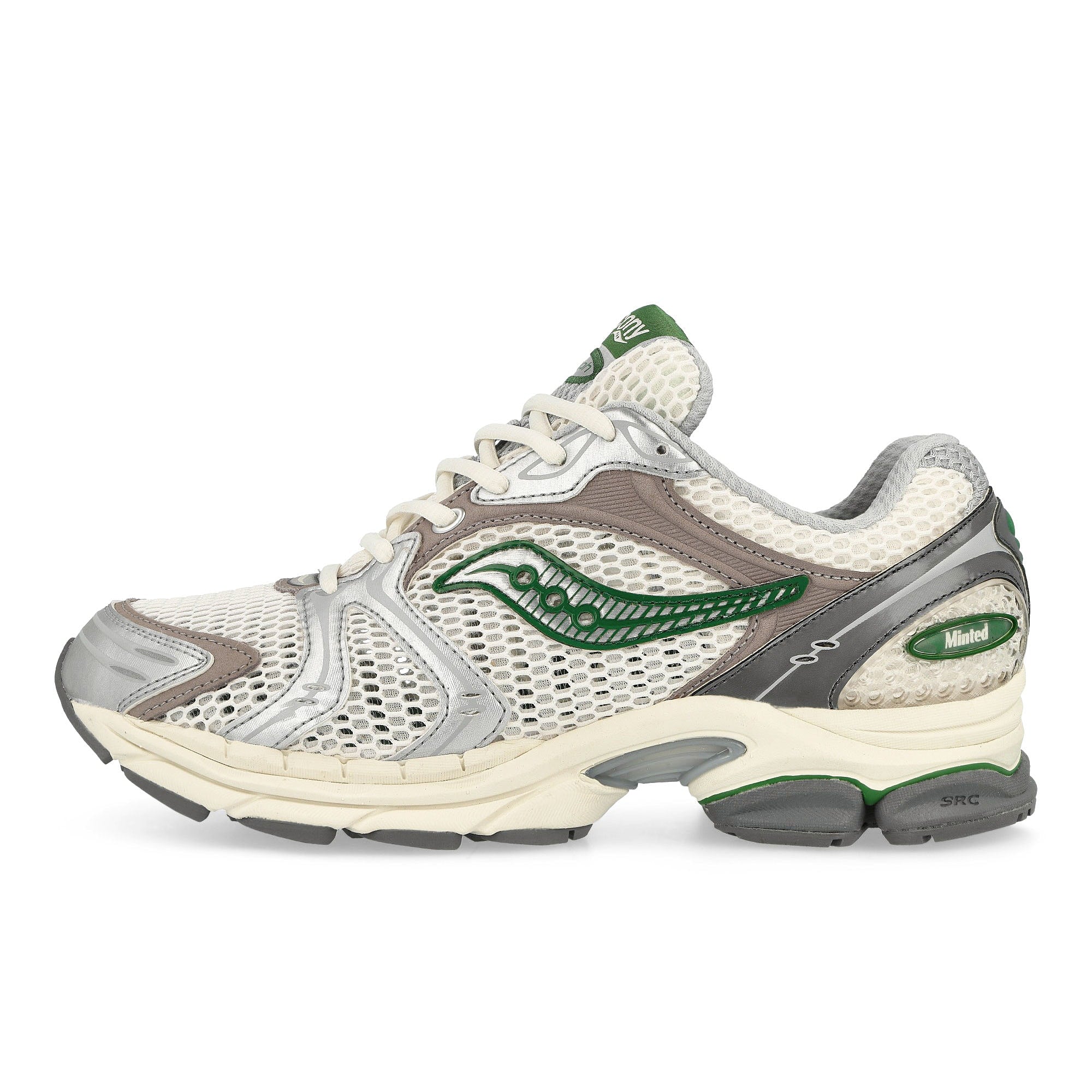 Saucony Minted NY x Saucony Progrid Triumph 4 Metallic Silver / White / Green Low Top Sneakers S70865-1 | Overkill