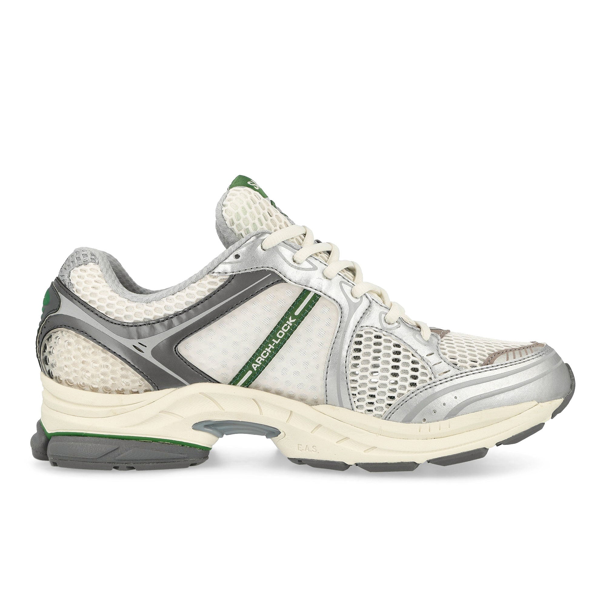 Saucony Minted NY x Saucony Progrid Triumph 4 Metallic Silver / White / Green Low Top Sneakers Silhouette | Overkill