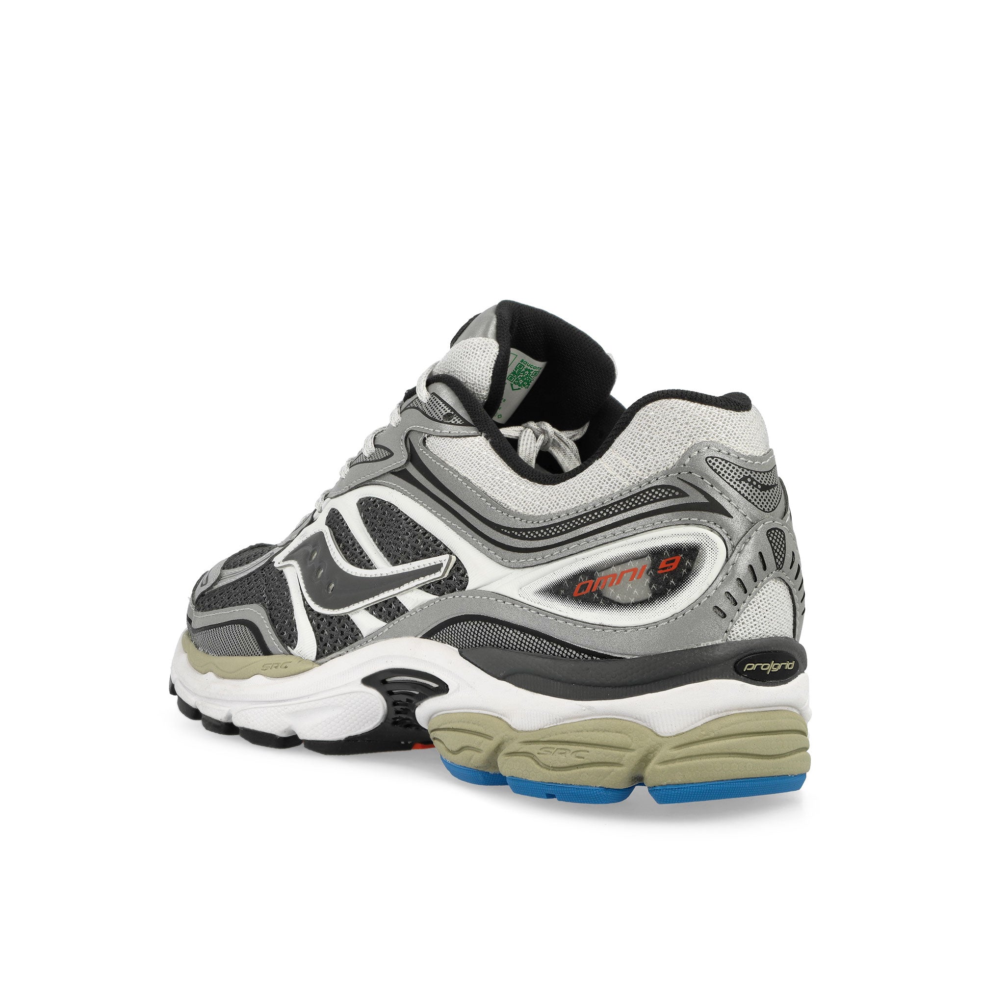 Saucony ProGrid Omni 9 Grey / Silver Low Top Sneakers Close Up | Overkill