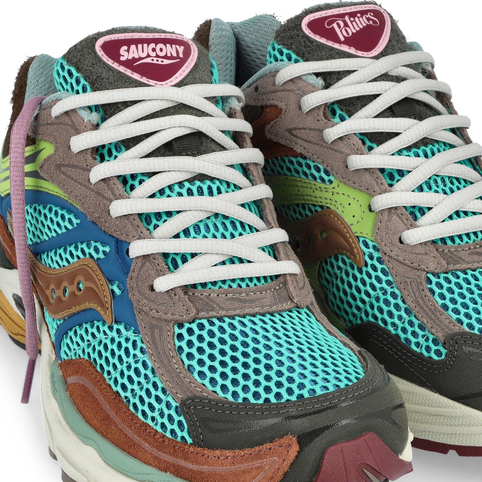 Politics x Saucony ProGrid Omni 9 Core Black / Core Black / Iron Metallic Low Top Sneakers S71032-1 Detailfoto | Overkill