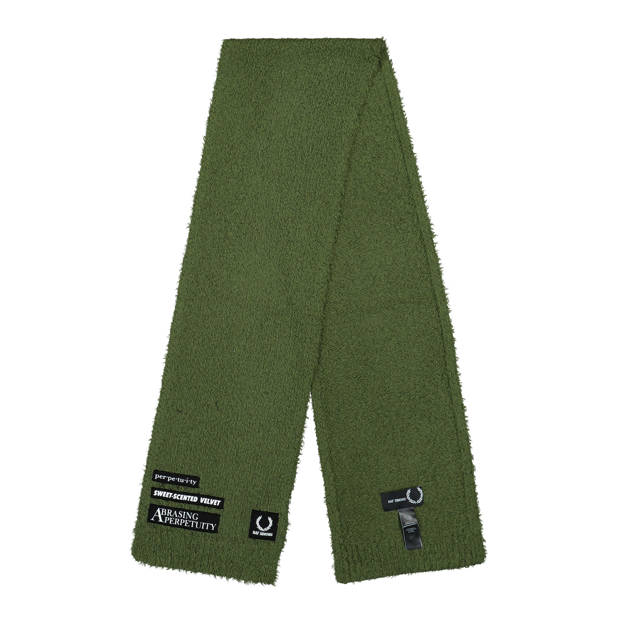 Fred Perry Raf Simons X Fred Perry Fluffy Knit Scarf Chive Scarves SC6530-M26 | Overkill