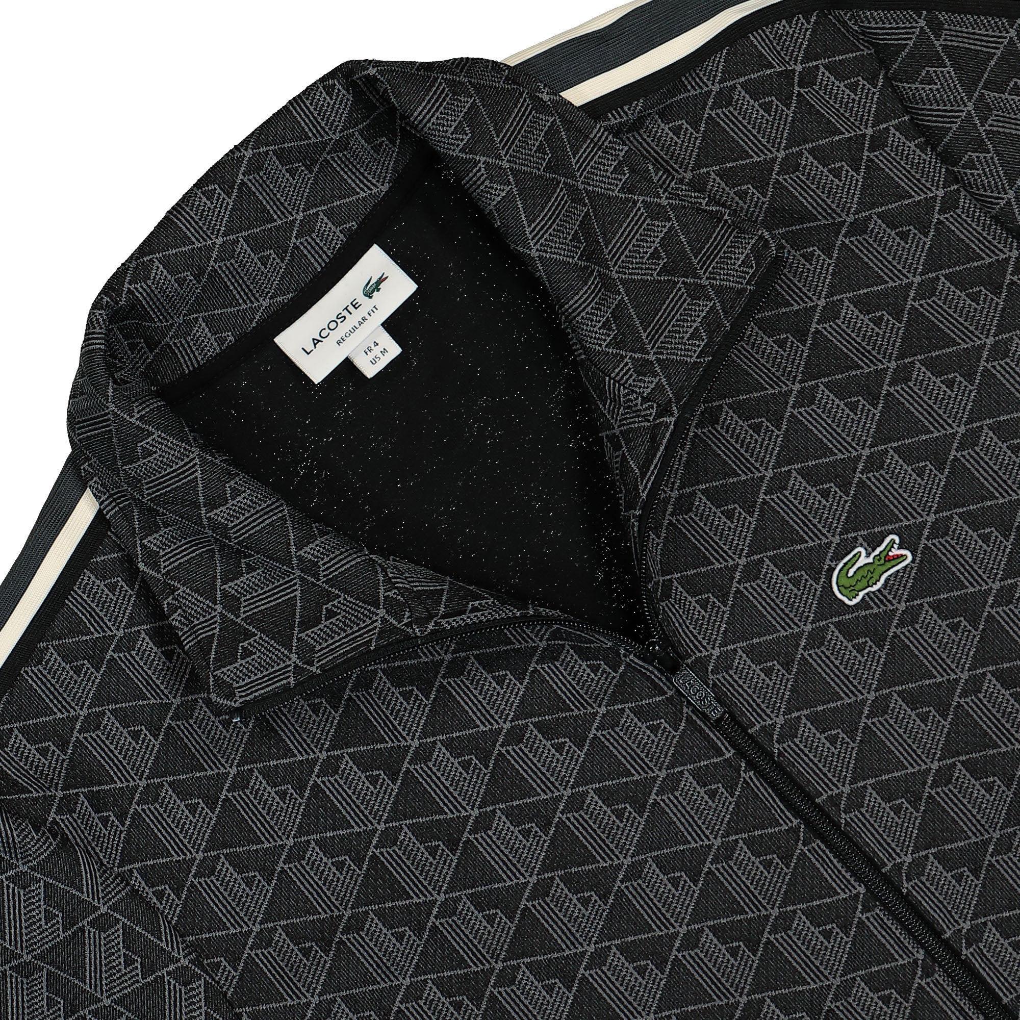 Lacoste Paris Jacquard Monogram Track Jacket Black Graphite Track Jackets Close-up | Overkill