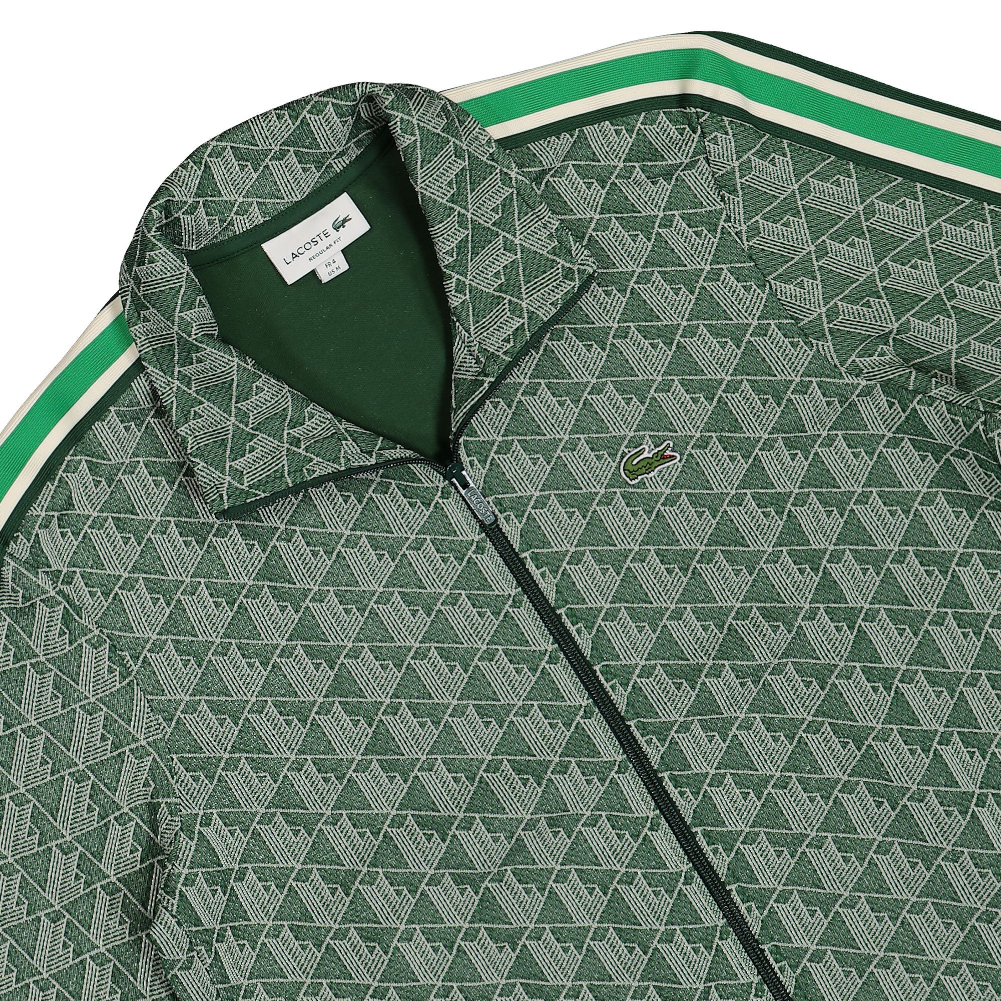 Lacoste Paris Jacquard Monogram Track Jacket Green / Beige Track Jackets Close-up | Overkill