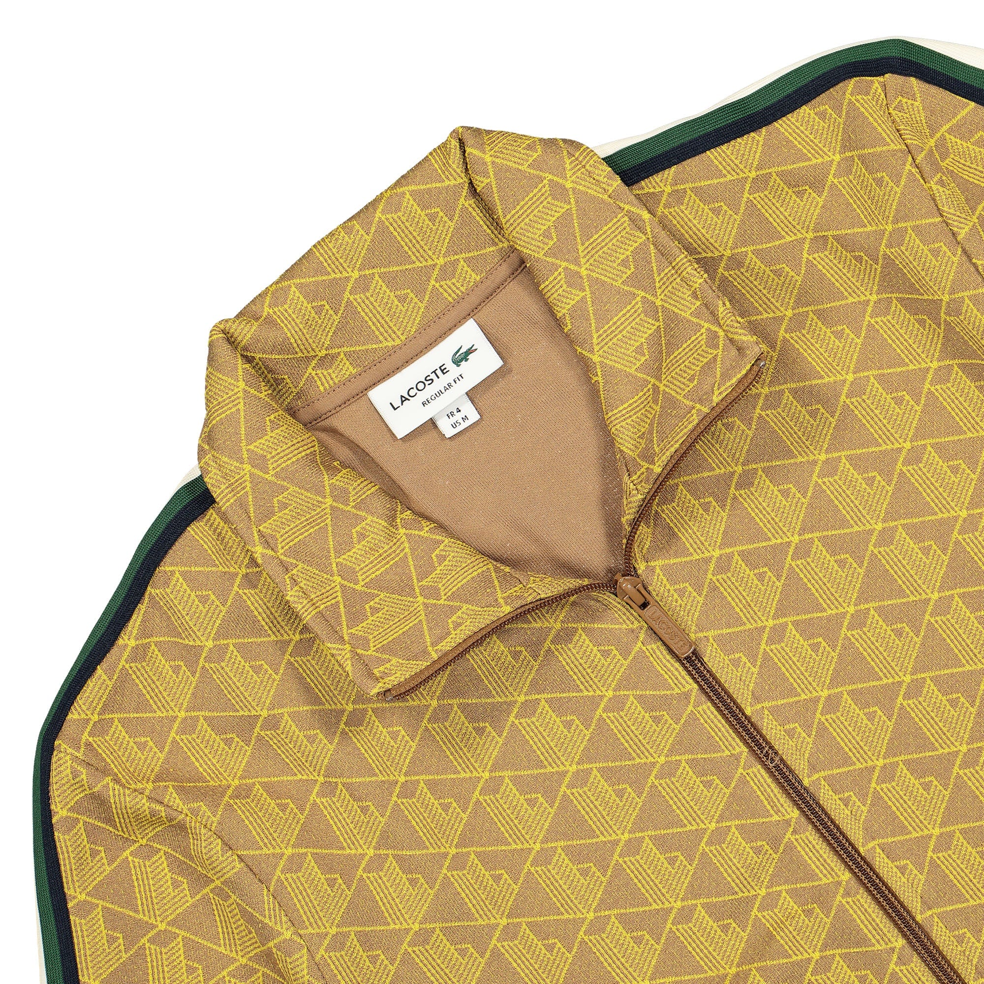 Lacoste Paris Jacquard Monogram Track Jacket Marron / Jaune Track Jackets Close-up | Overkill