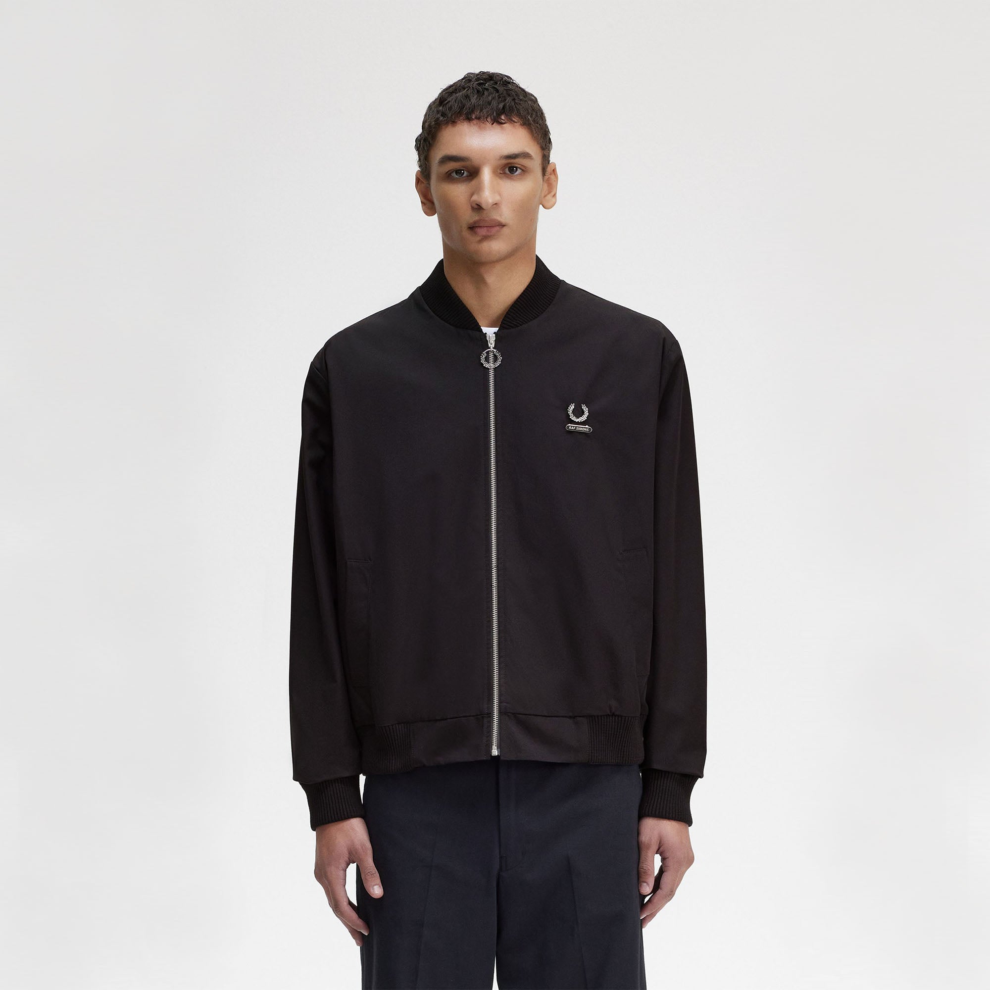Fred Perry Raf Simons X Fred Perry Printed Bomber Jacket Black Bomber & Varsity Jackets Close-up | Overkill