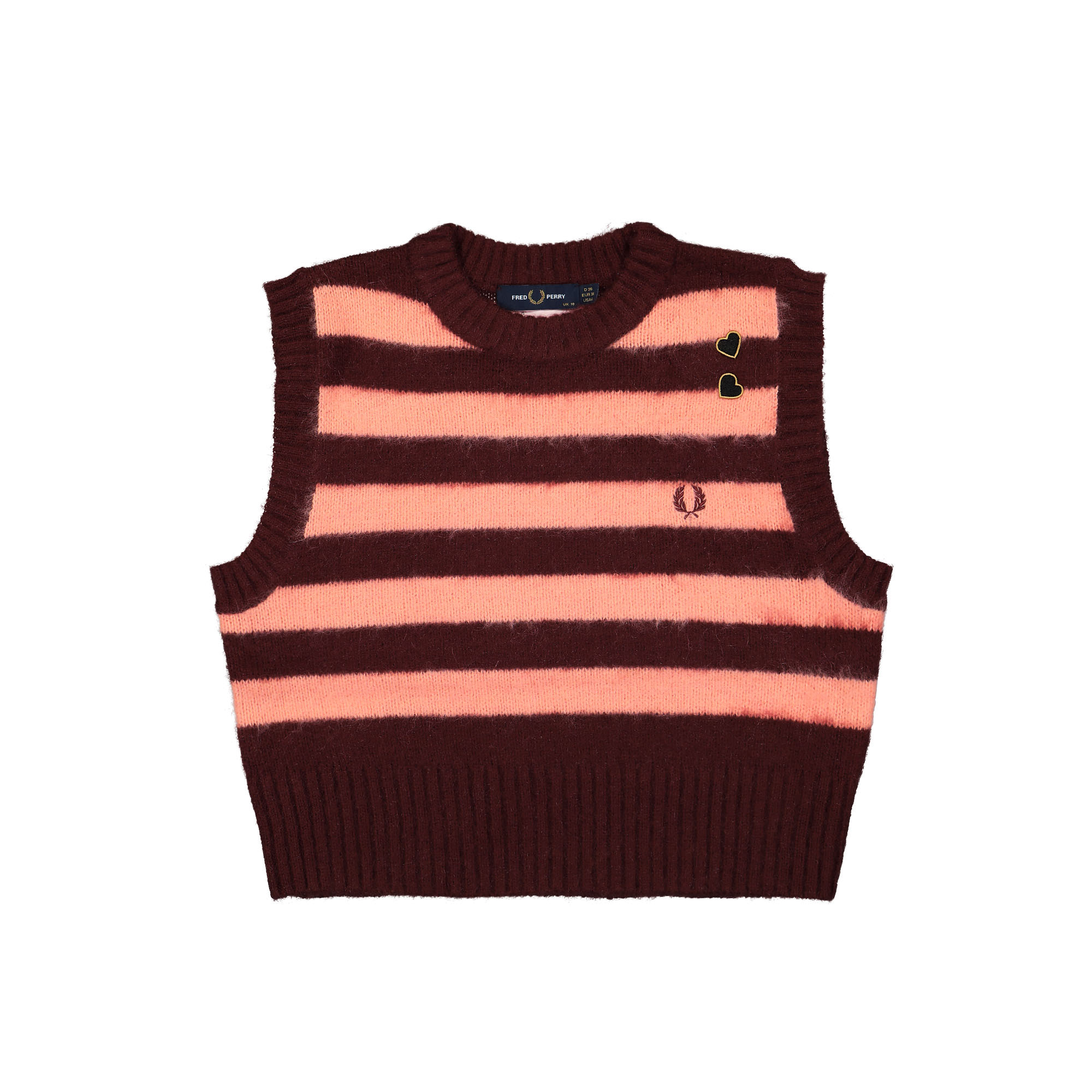 Fred Perry Amy Winehouse Foundation x Fred Perry Striped Knitted Tank Oxblood Tops SK6550-597 | Overkill