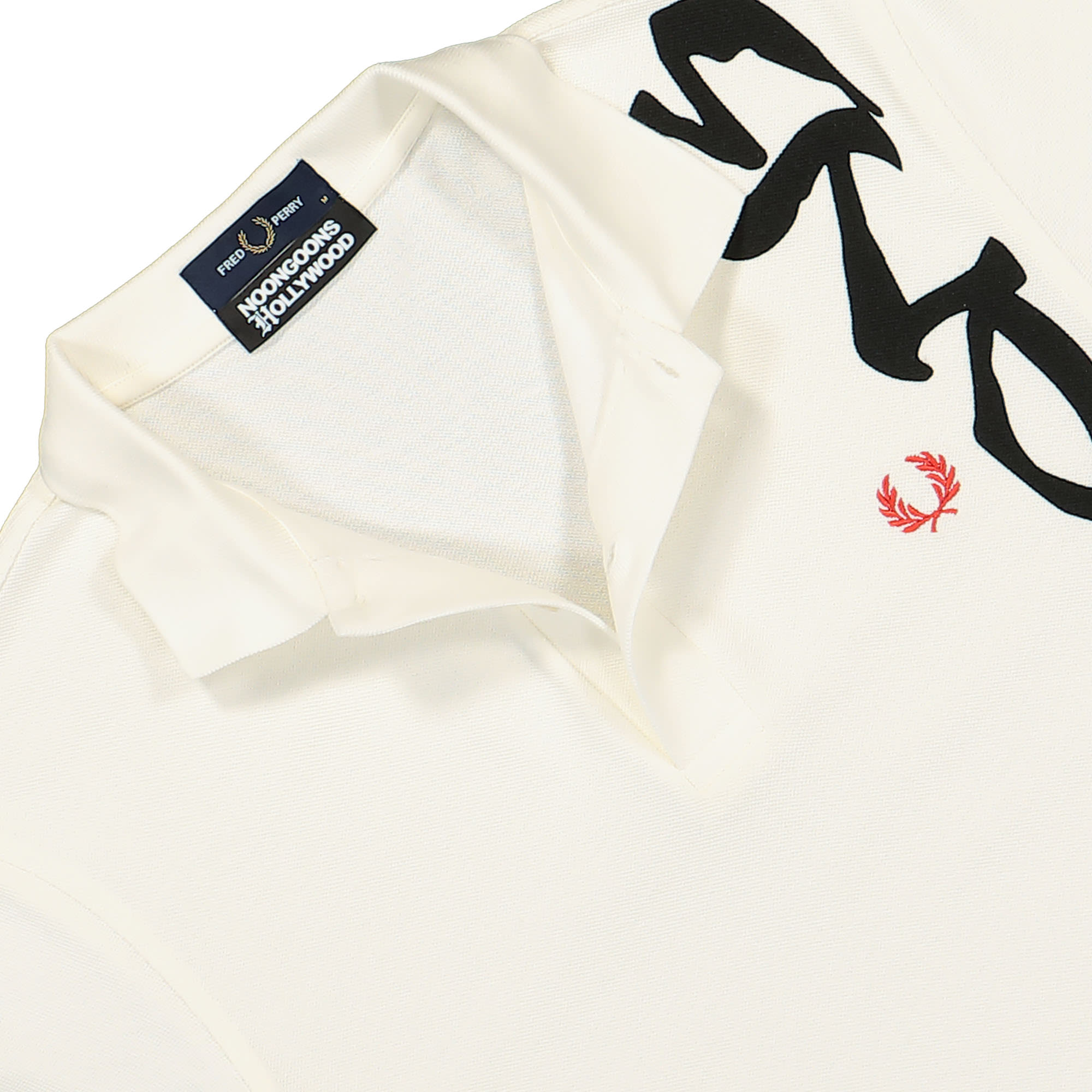 Fred Perry Noongoons X Fred Perry Printed Polo Shirt Soft White Polo Shirts Close-up | Overkill