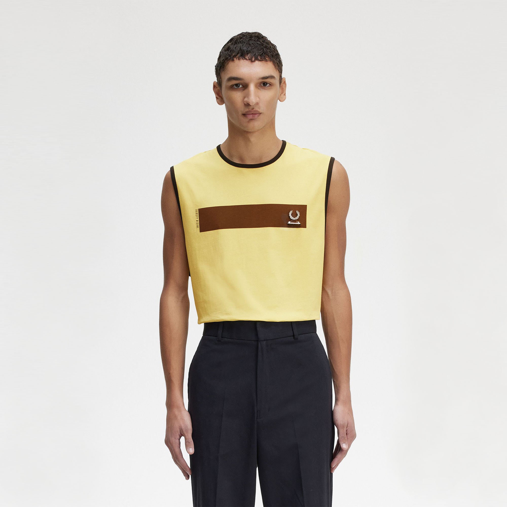 Fred Perry Raf Simons X Fred Perry Printed Vest Dirty Lime Vests Close-up | Overkill