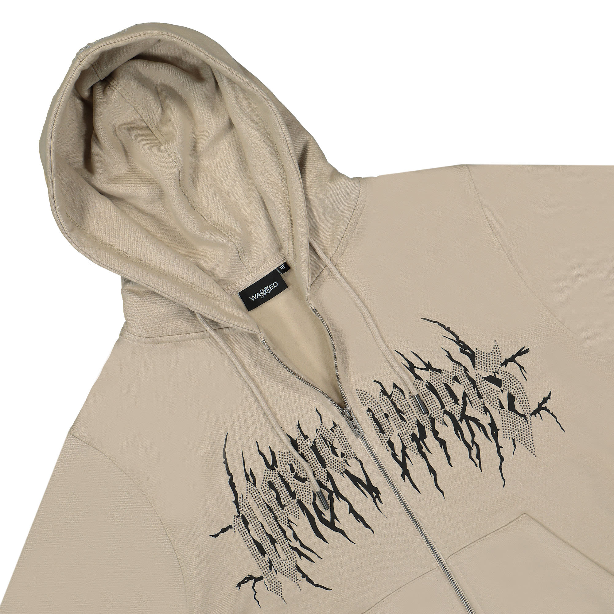 Wasted Paris Iron Bliss Zip Hoodie Sand Hoodies Close-up | Overkill