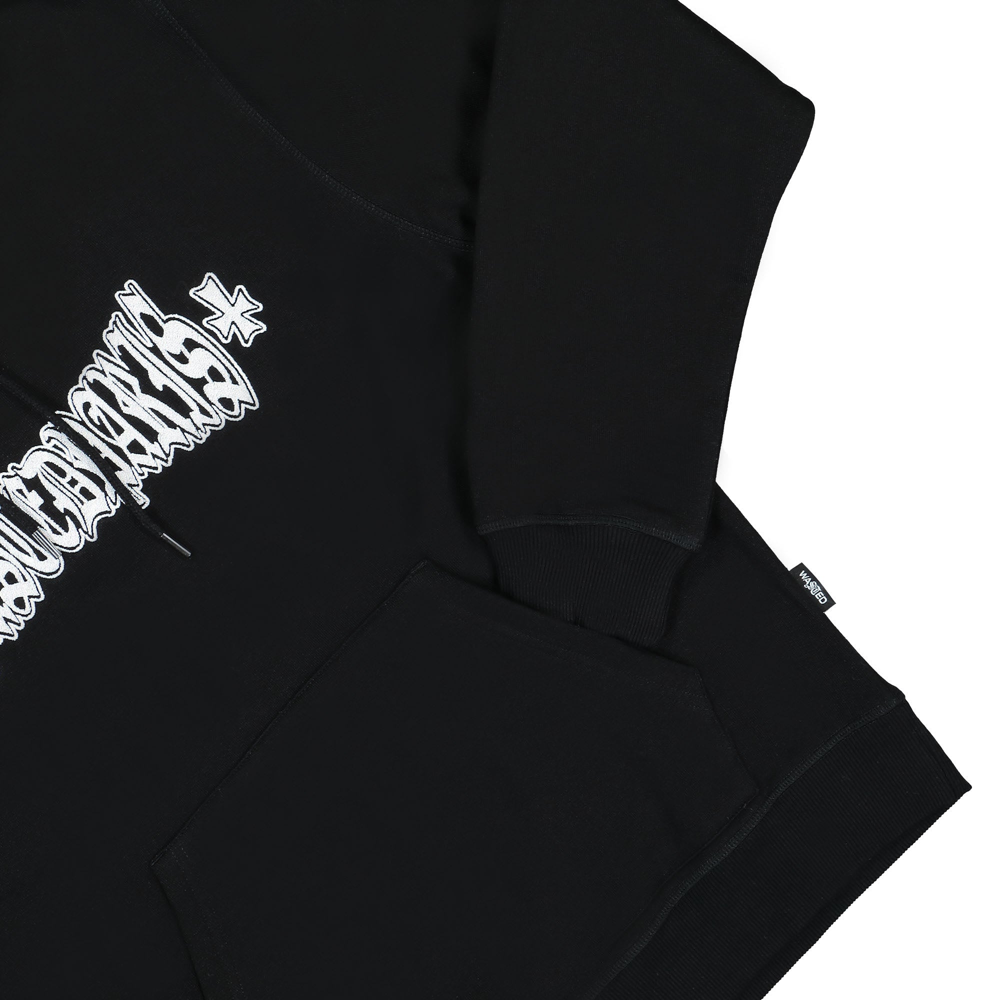 Wasted Paris London Cross Hoodie Black Hoodies Close-up | Overkill