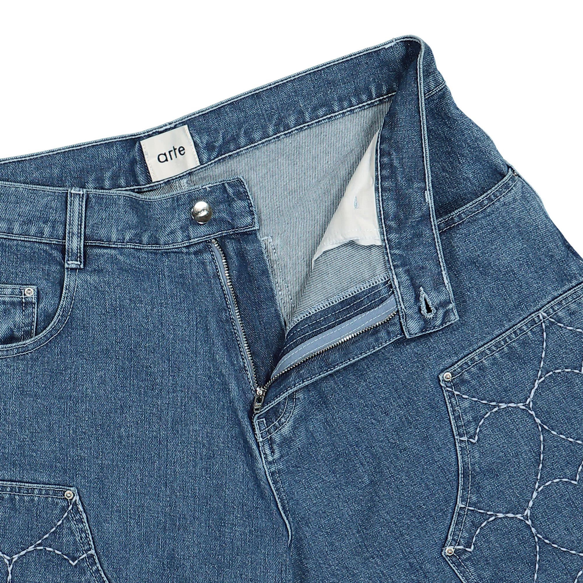 Arte Antwerp Serena Heart Shorts Denim Bleach Shorts Detailfoto | Overkill