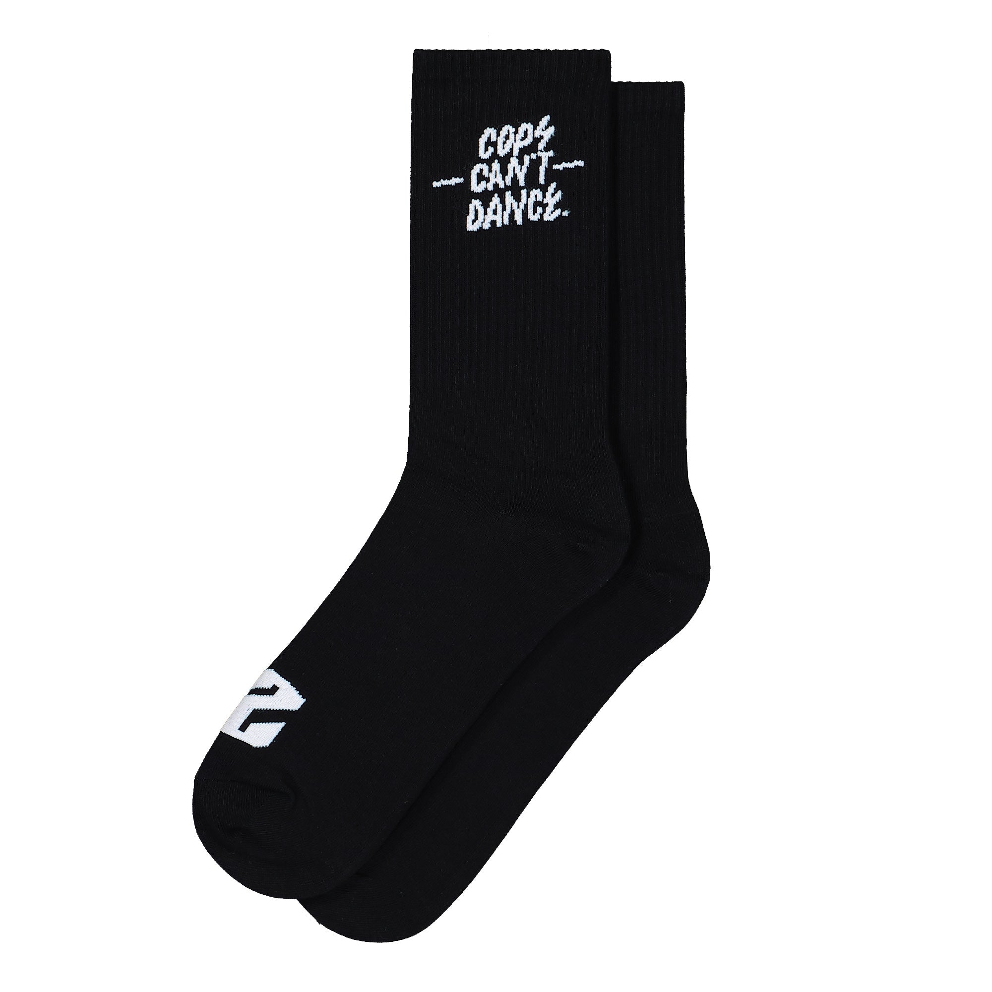 Mr. Serious Cops Cant Dance Socks Black / White Socks MS-SKS-BLK | Overkill