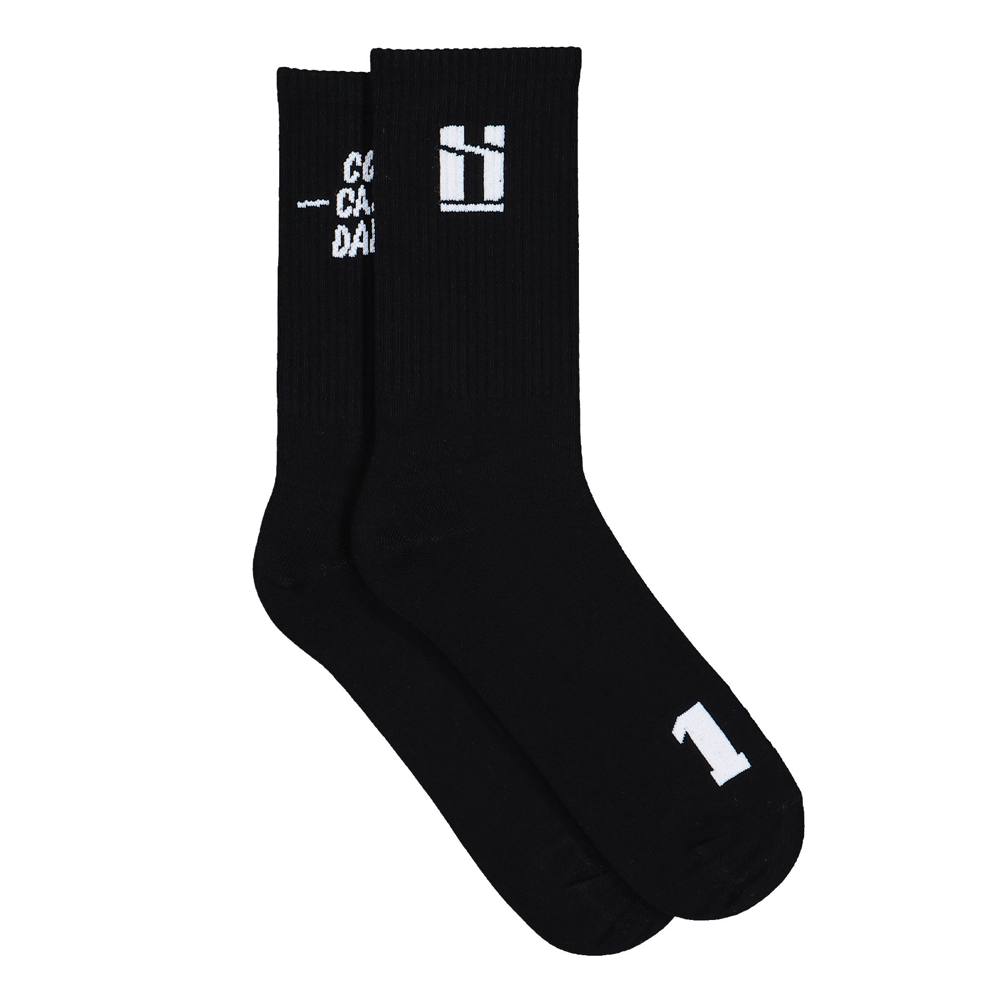 Mr. Serious Cops Cant Dance Socks Black / White Socks MS-SKS-BLK Close-up | Overkill