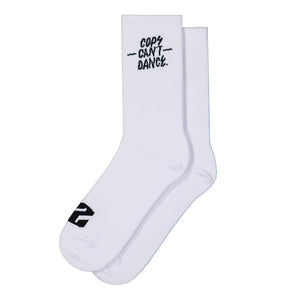 Mr. Serious Cops Cant Dance Socks White / Black Socks MS-SKS-WHT | Overkill
