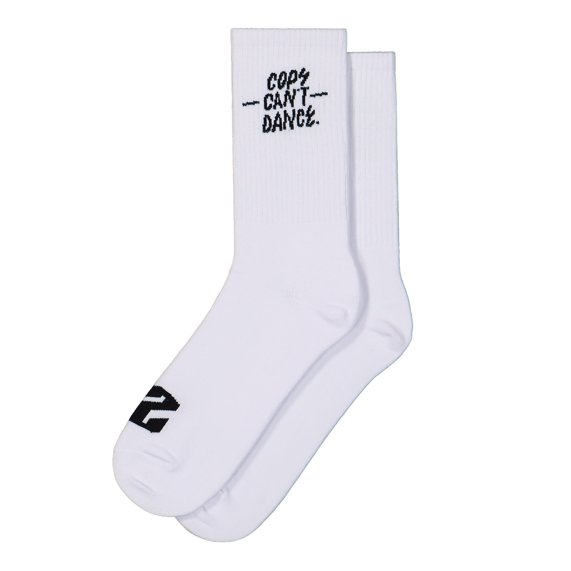 Mr. Serious Cops Cant Dance Socks White / Black Socks MS-SKS-WHT | Overkill